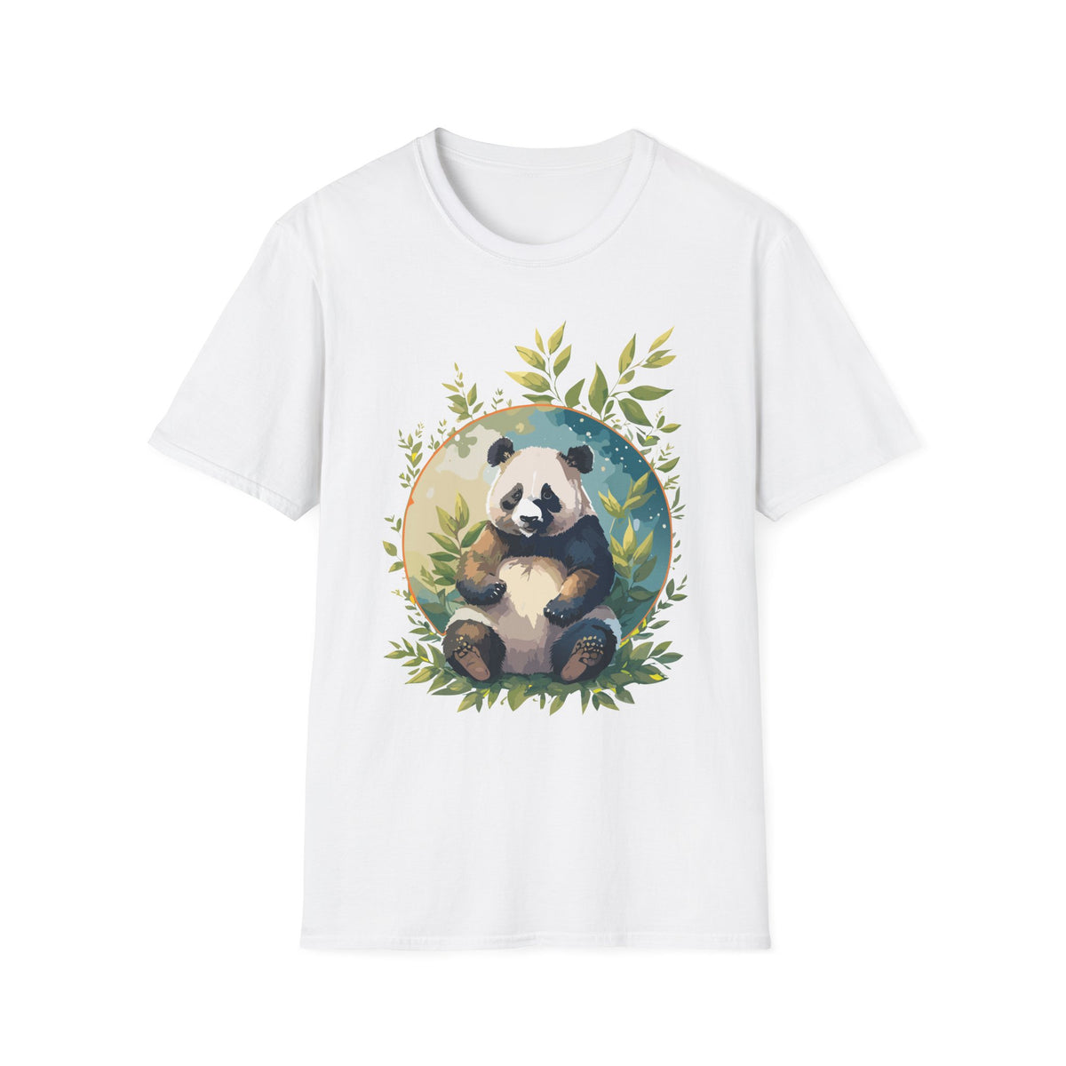 Panda with Leaves T-Shirt | Cute Panda Illustration Tee