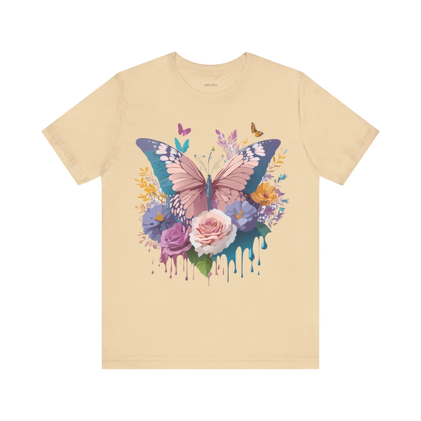 Butterfly Graphic Unisex 100 Cotton Lightweight Vintage Floral Design Jersey Tee 44
