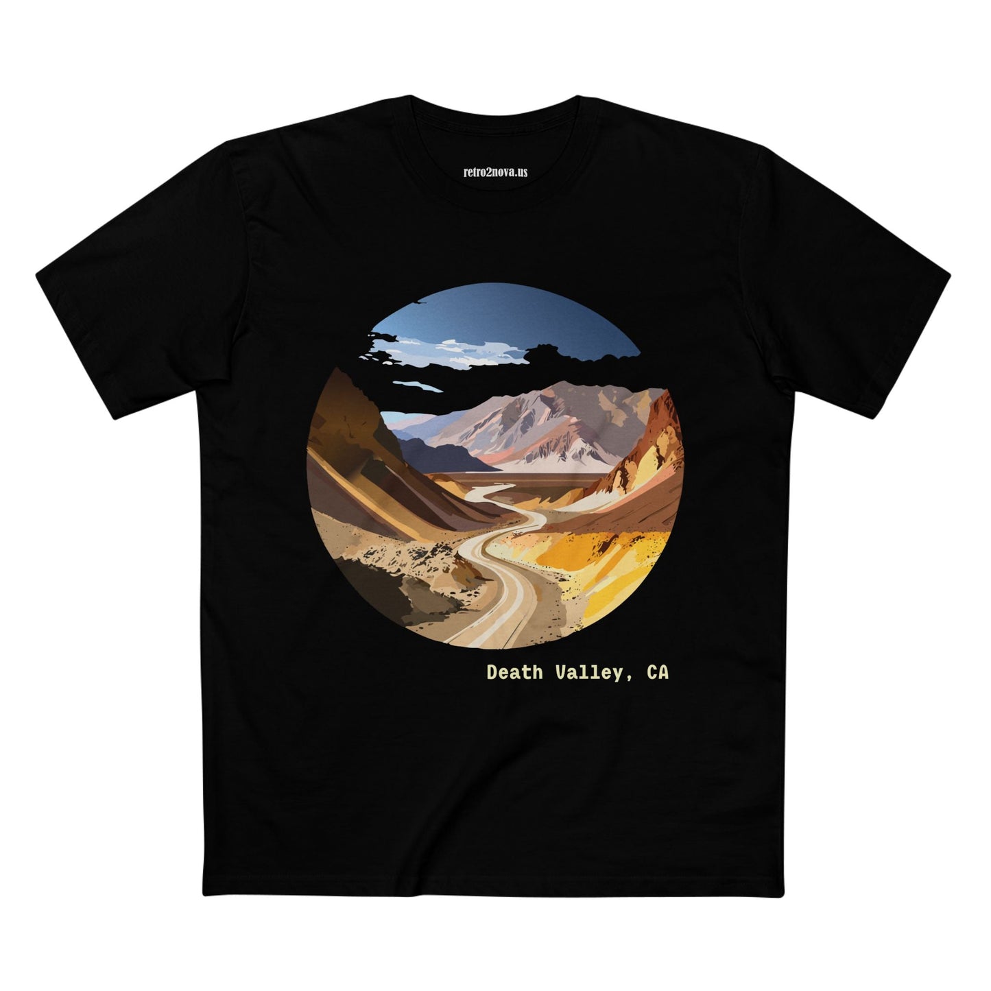 Travel Shirt Unisex Death Valley Tee With Original Art Design By Retro2Nova Premium Cotton Staple