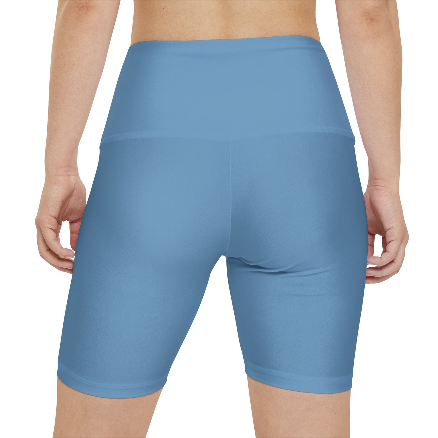 Steel Ice Blue Women's Workout Shorts — Solid High-Waist Biker Shorts for Exercise & Everyday Wear