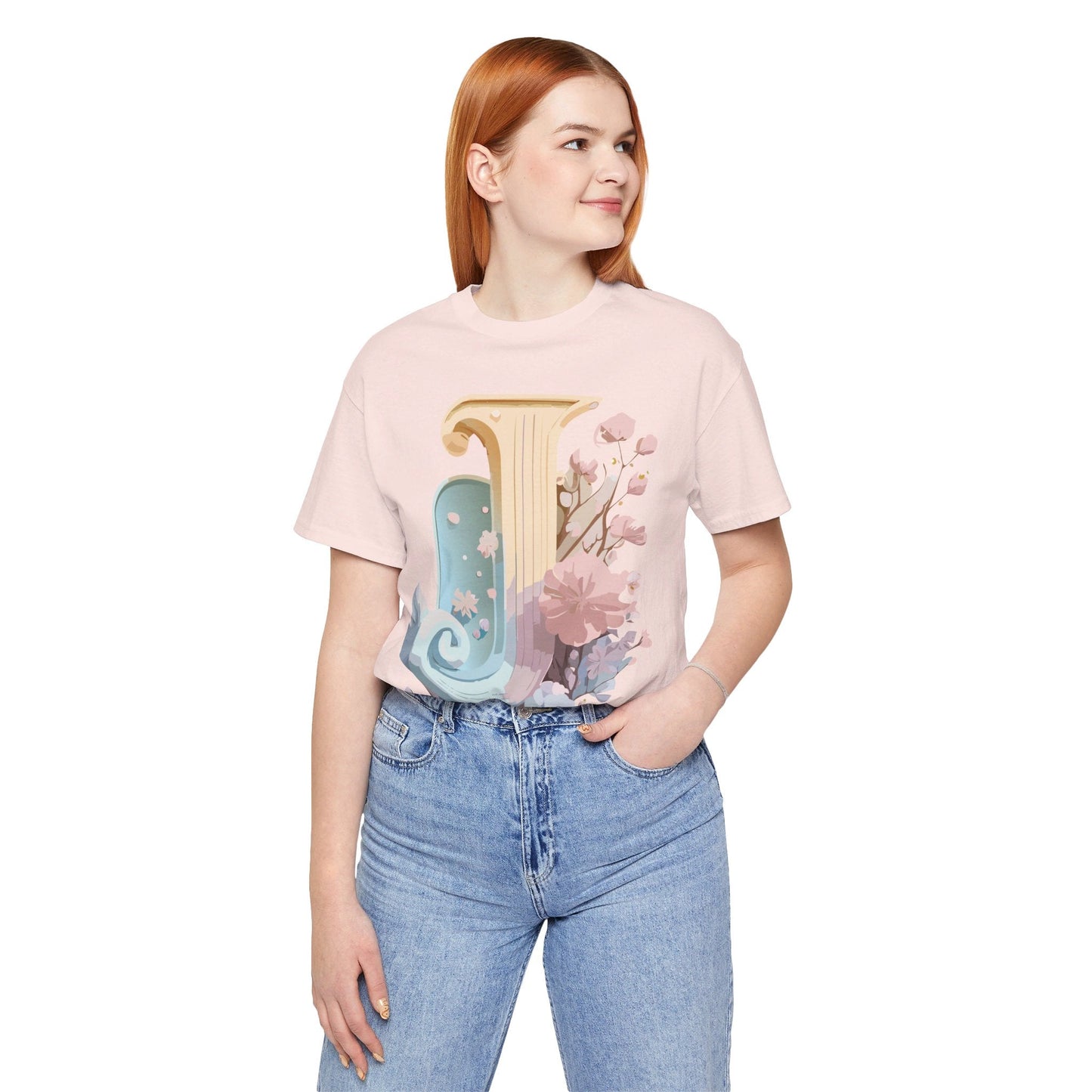 Letter J Shirt Unisex Graphic Tee Adelpha Vintage Inspired Artwork Design Short Sleeve