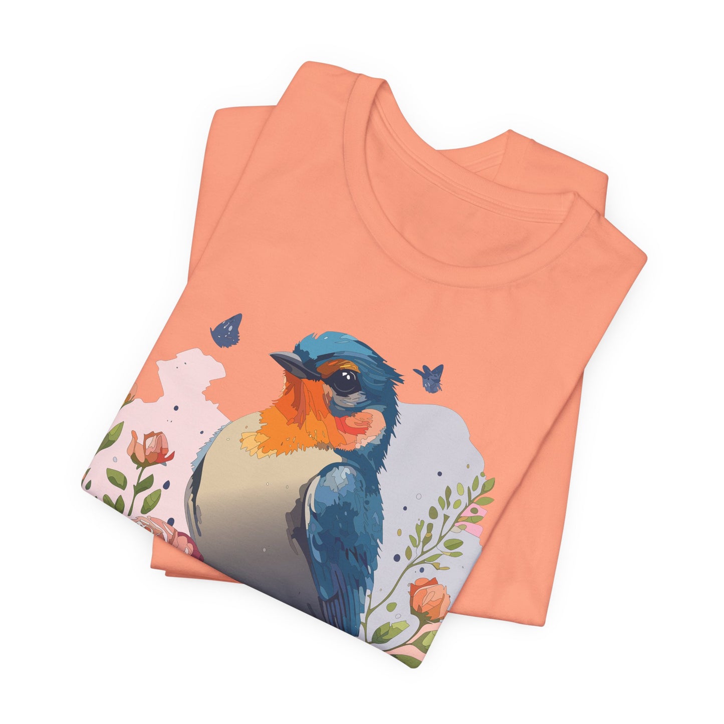 Floral Bird Tee, Animal Shirt, Bird Shirt, Floral Tee, Flower T-shirt, T-Shirt with Animal