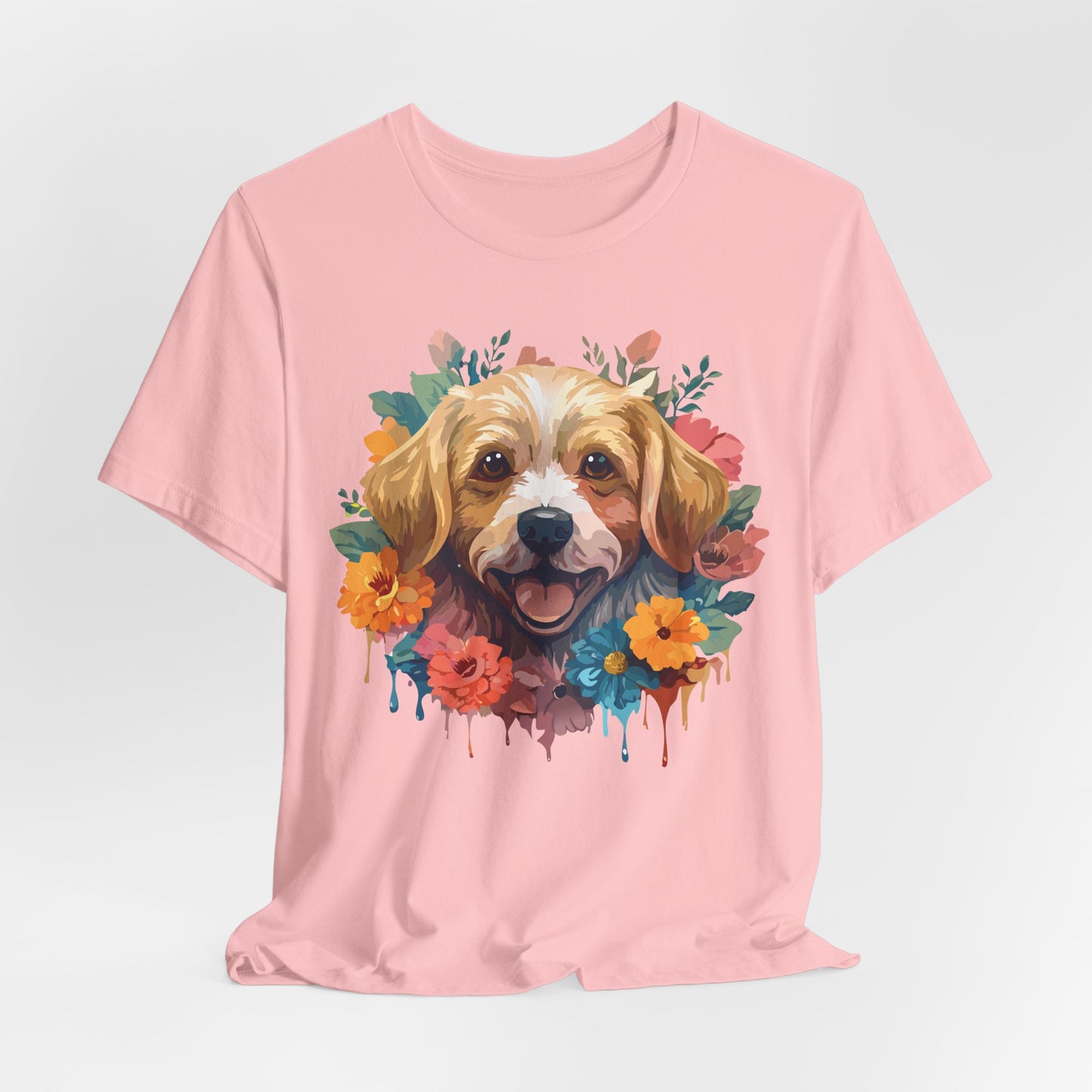 Floral Dog Tee, Animal Shirt, Dog Shirt, Floral Tee, Flower T-shirt, T-Shirt with Animal, Summer Top with Art Design