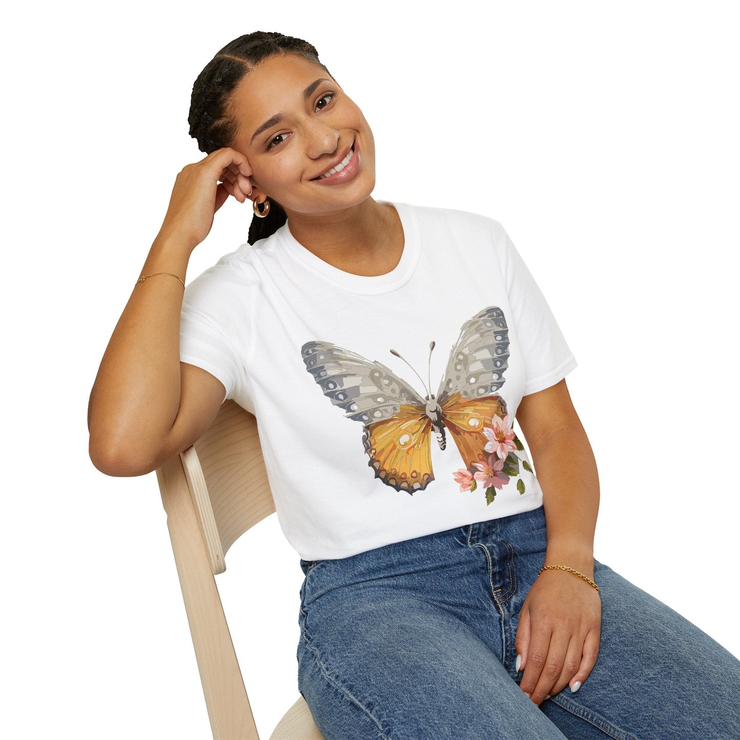 Unisex Butterfly T Shirt Monarch Print Softstyle Cotton Tee Gildan 64000 Lightweight Comfort