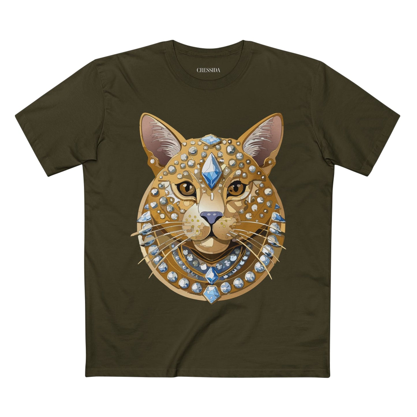 Cat Graphic Unisex 100 Cotton Tee With Unique Animal Golden Medallion Art Design 11