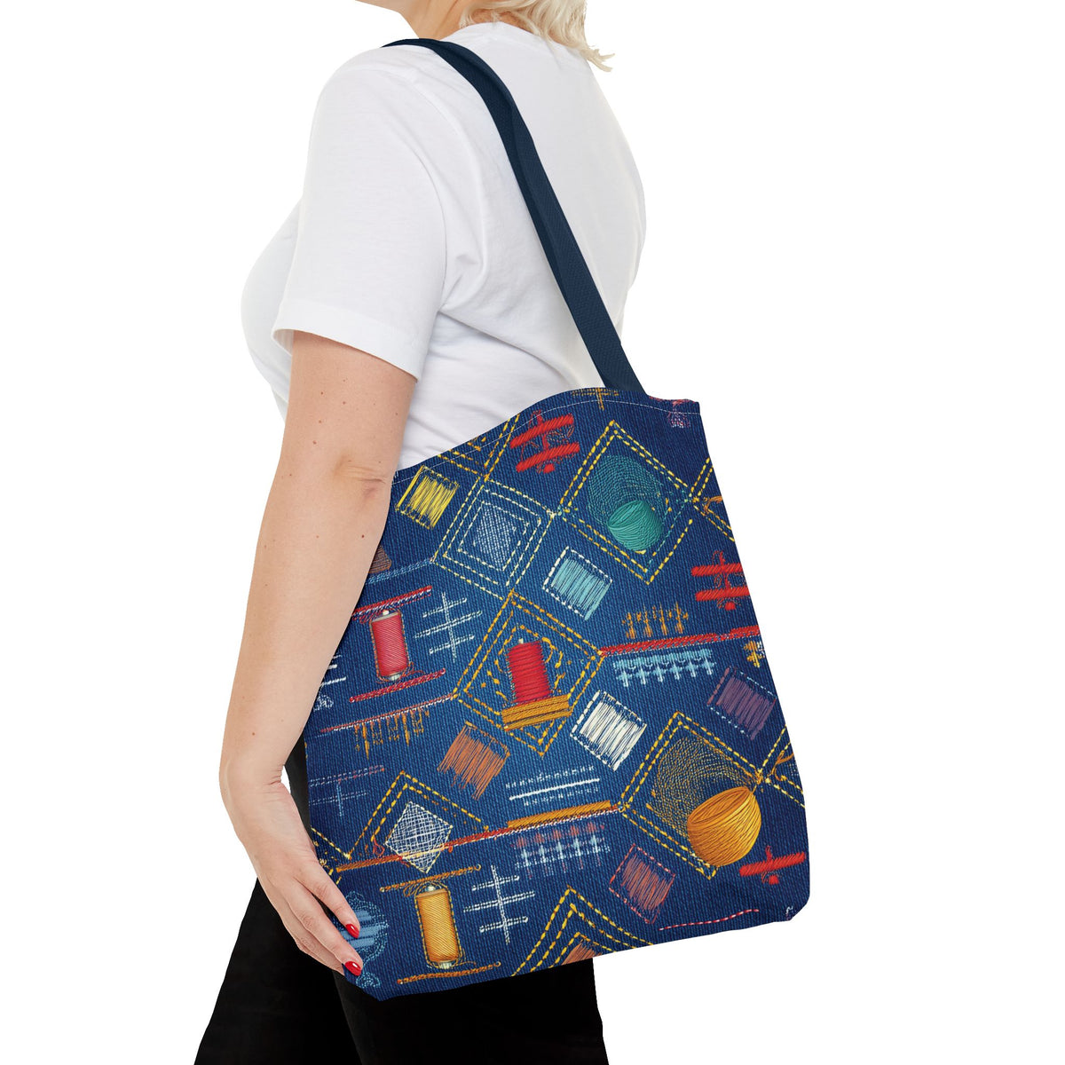 Diwali Graphic Denim Fabric Imitation Print Unisex Canvas Bag Poly Spun 3 Sizes Tote Bag 205-23
