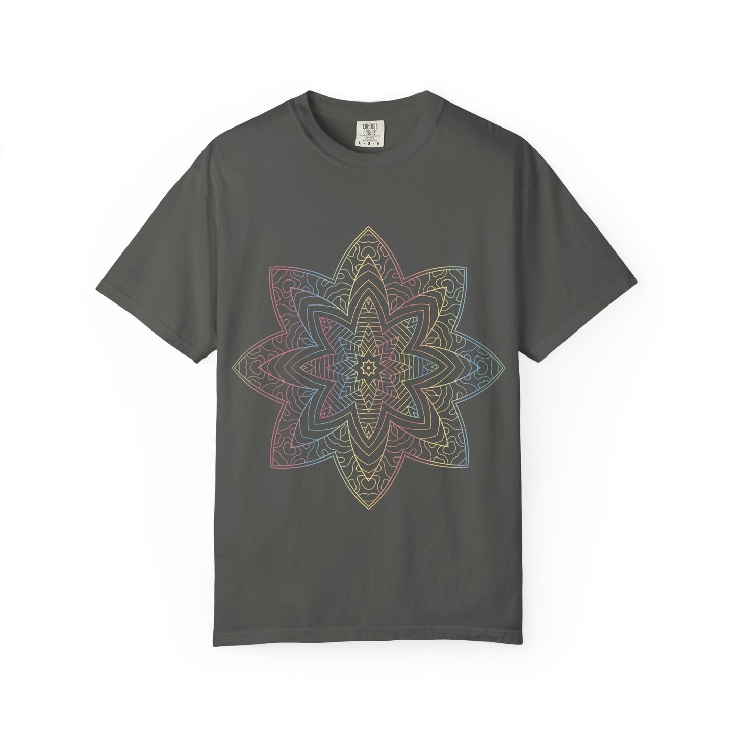 Unisex Garment Dyed Cotton T-Shirt with Mandala Graphic Design