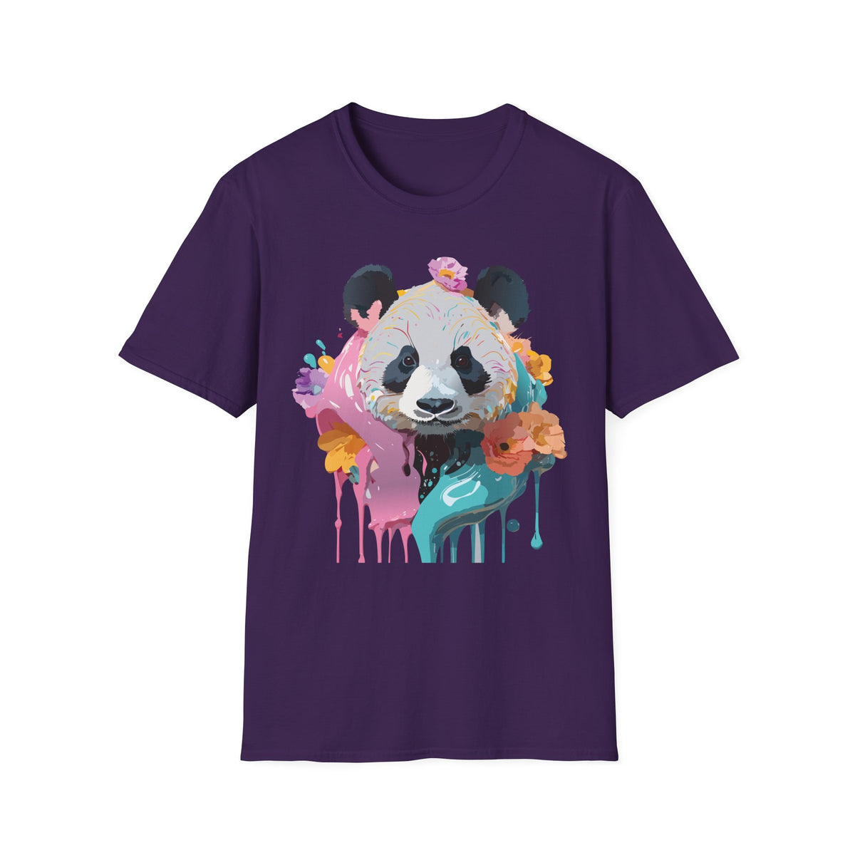 Colorful Floral Panda T-Shirt | Watercolor Drip Animal Art