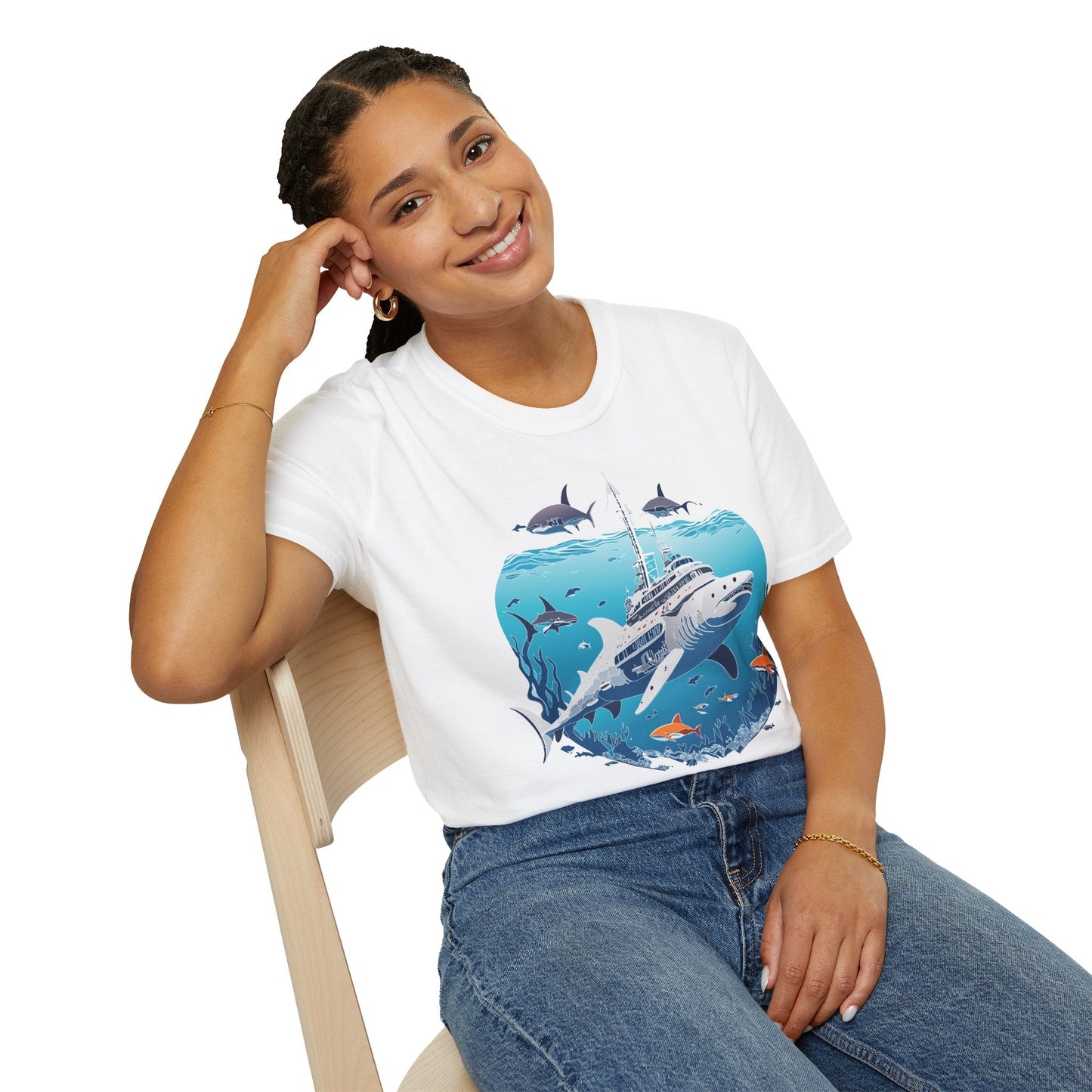 Ocean Tee Shirt Unisex Softstyle 64000 Ring Spun Cotton Art Design Tee For Everyday Comfort