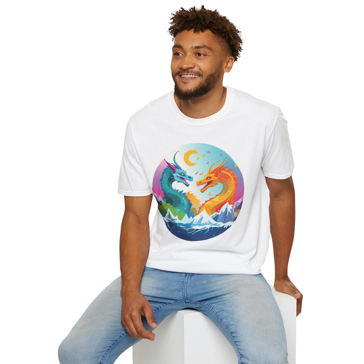 Dragon Graphic Unisex Cotton Softstyle Art Design Tee With Animals 29