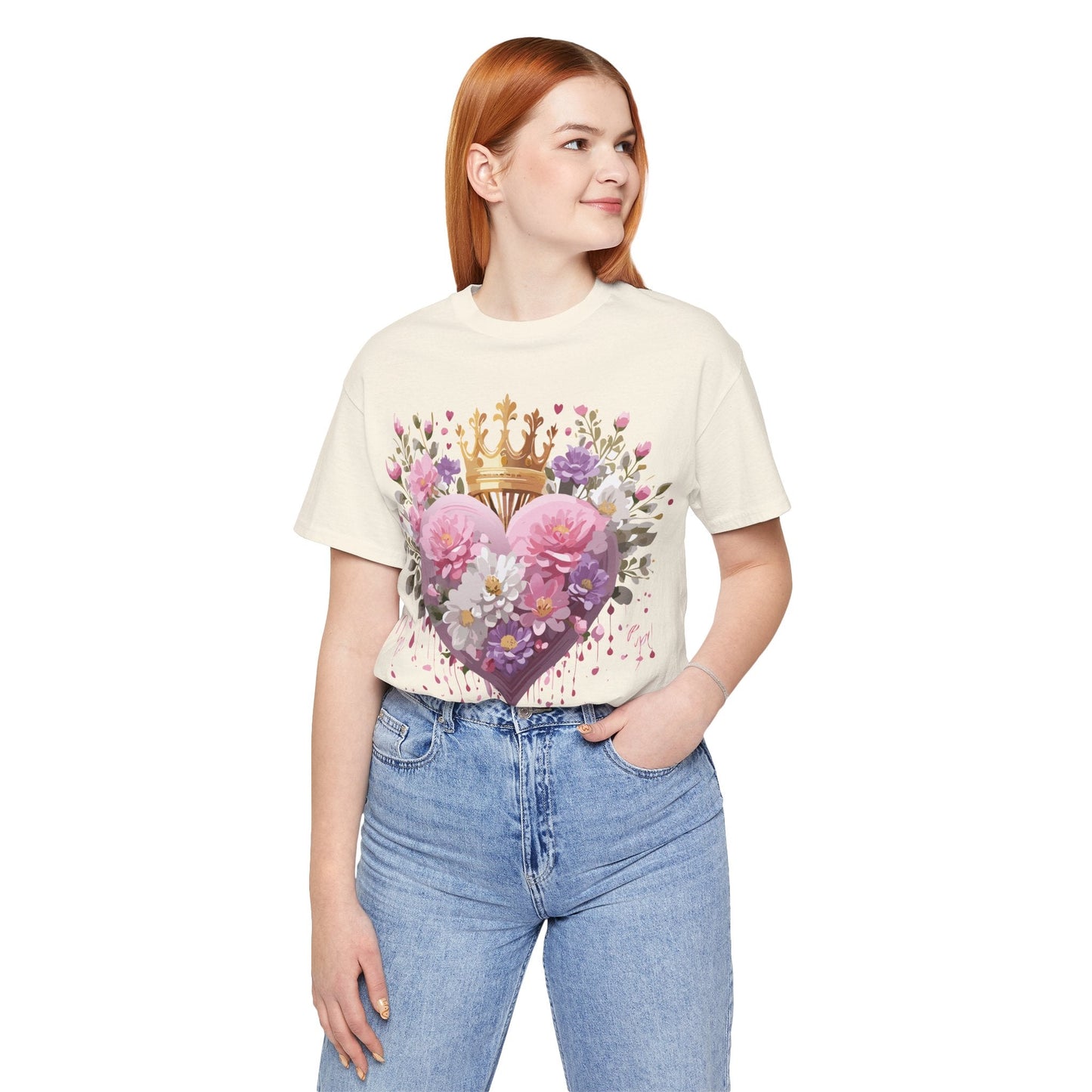Valentine Day Graphic Unisex 100 Cotton Vintage Artwork with Love and Flower Design Tee 2