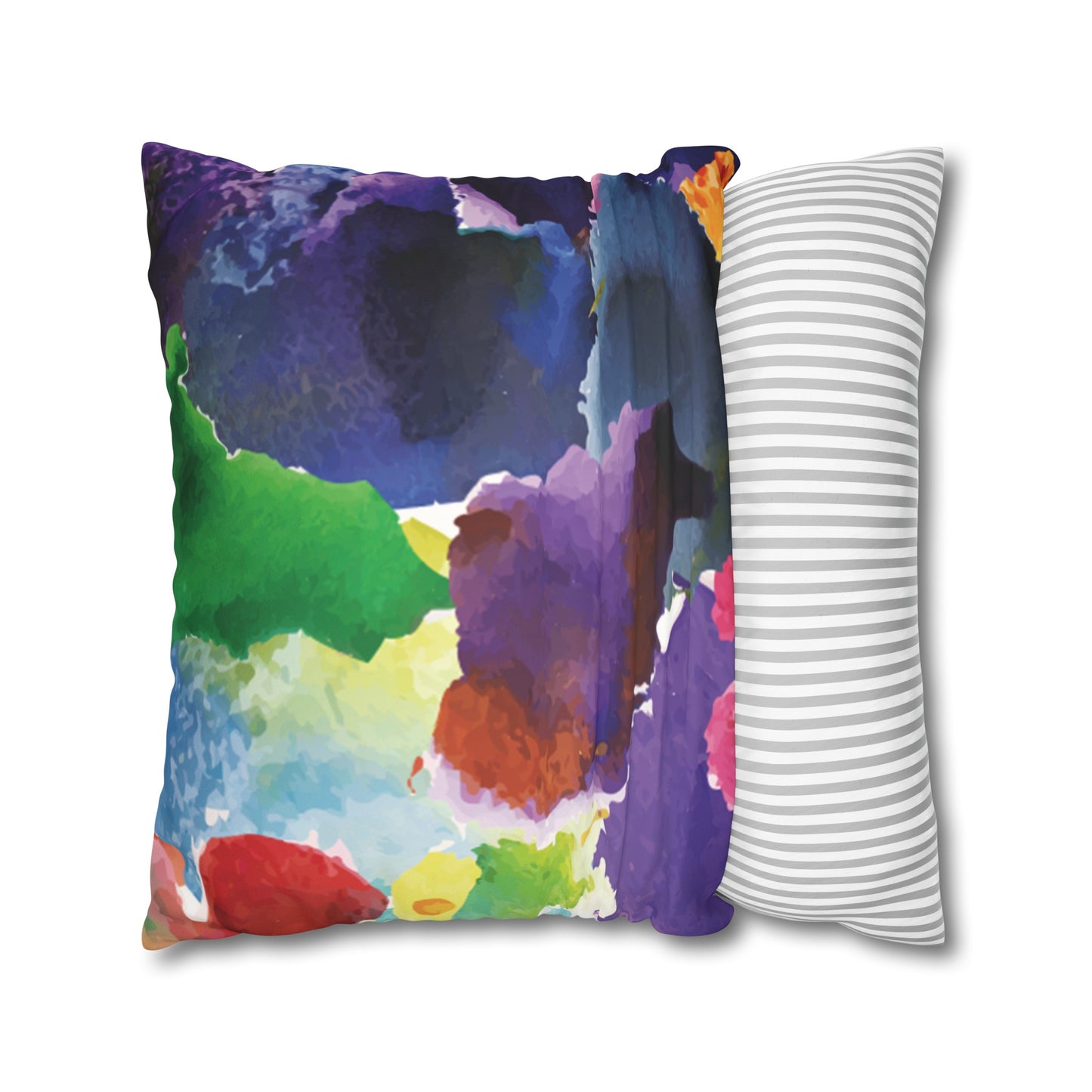 Faux Suede Pillowcase with Abstract print