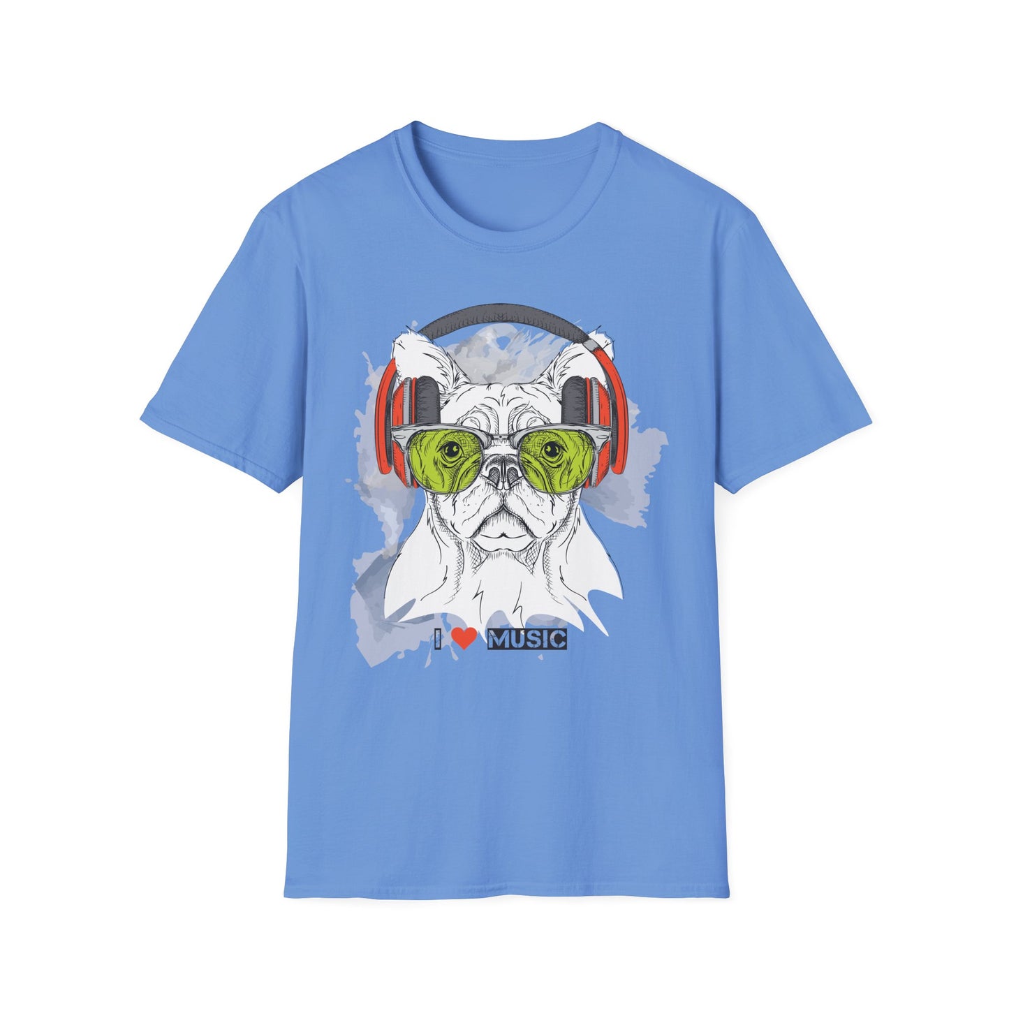 Music Lover French Bulldog T-Shirt Unisex Cotton Short Sleeves I Music Graphic Tee