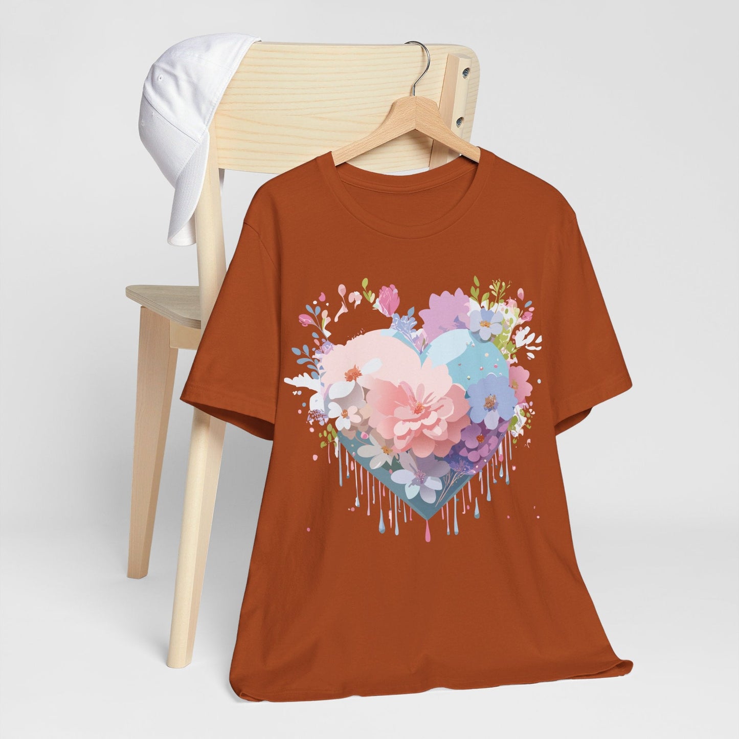 Valentine Day Graphic Unisex 100 Cotton Vintage Artwork with Love and Flower Design Tee 32
