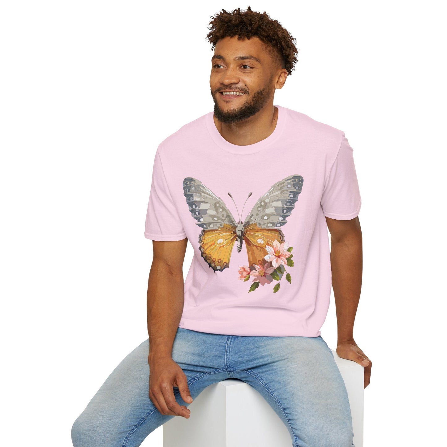Unisex Butterfly T Shirt Monarch Print Softstyle Cotton Tee Gildan 64000 Lightweight Comfort