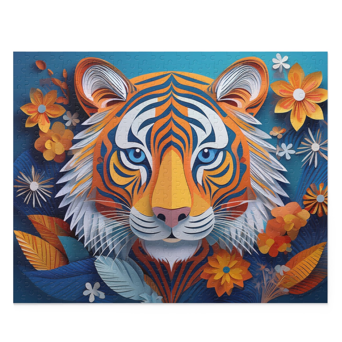 Cute Tiger Face Puzzle 500-Piece  Floral Tiger Puzzle 500-Piece Ages 9+