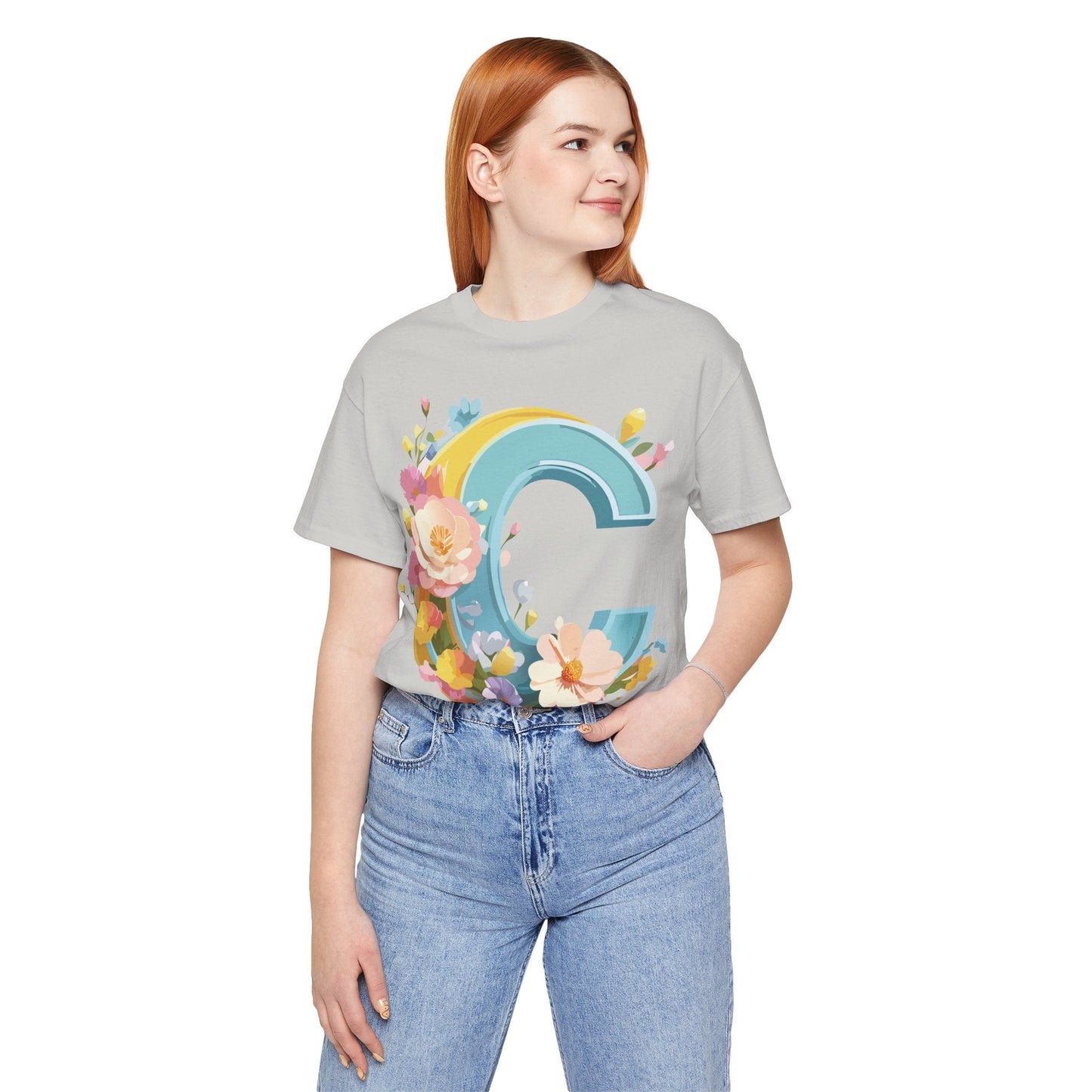 Letter C Shirt Graphic Tee Unisex Vintage Art Design Tee Adelpha Premium Short Sleeve