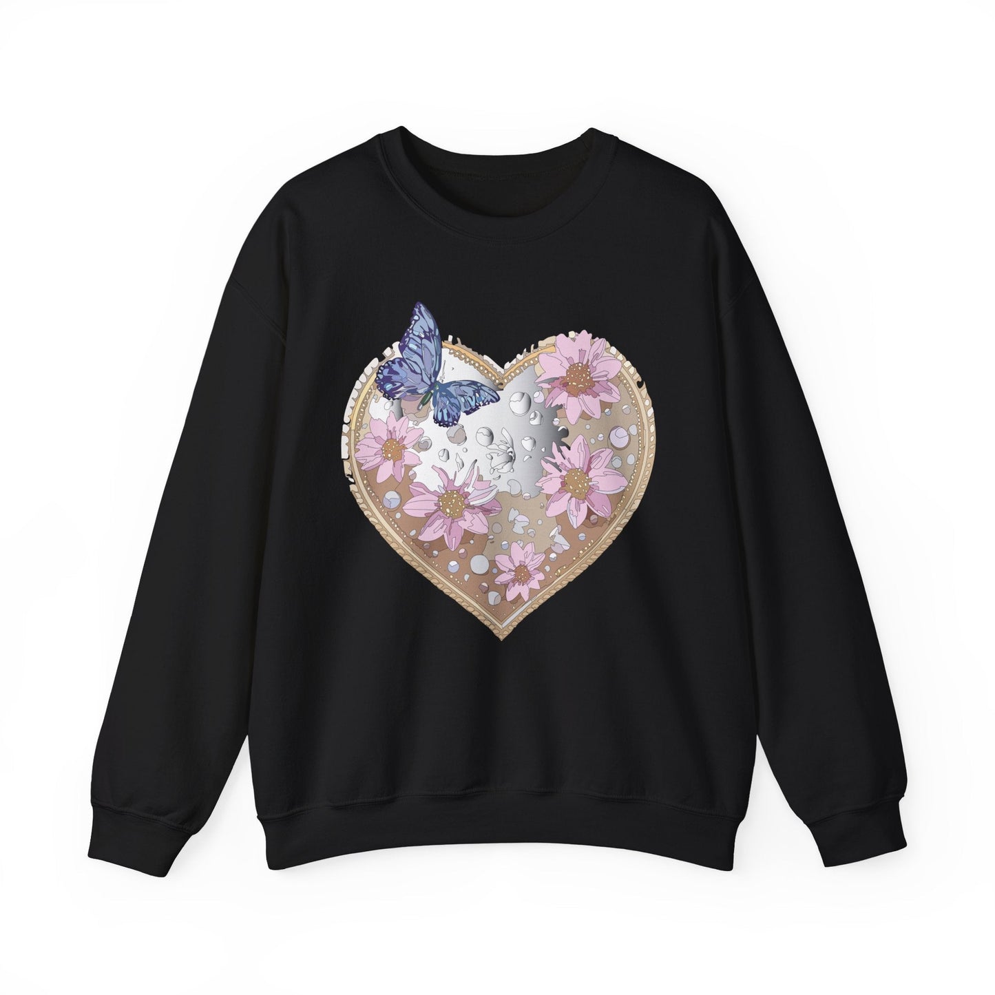 Floral Heart Love Sweatshirt For Valentines Day Unisex Heavy Blend Crewneck Sweatshirt
