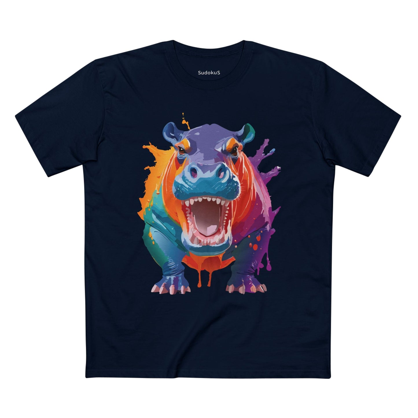 Hippo Graphic Unisex 100 Cotton Staple Tee with Animal Design Artwork 5