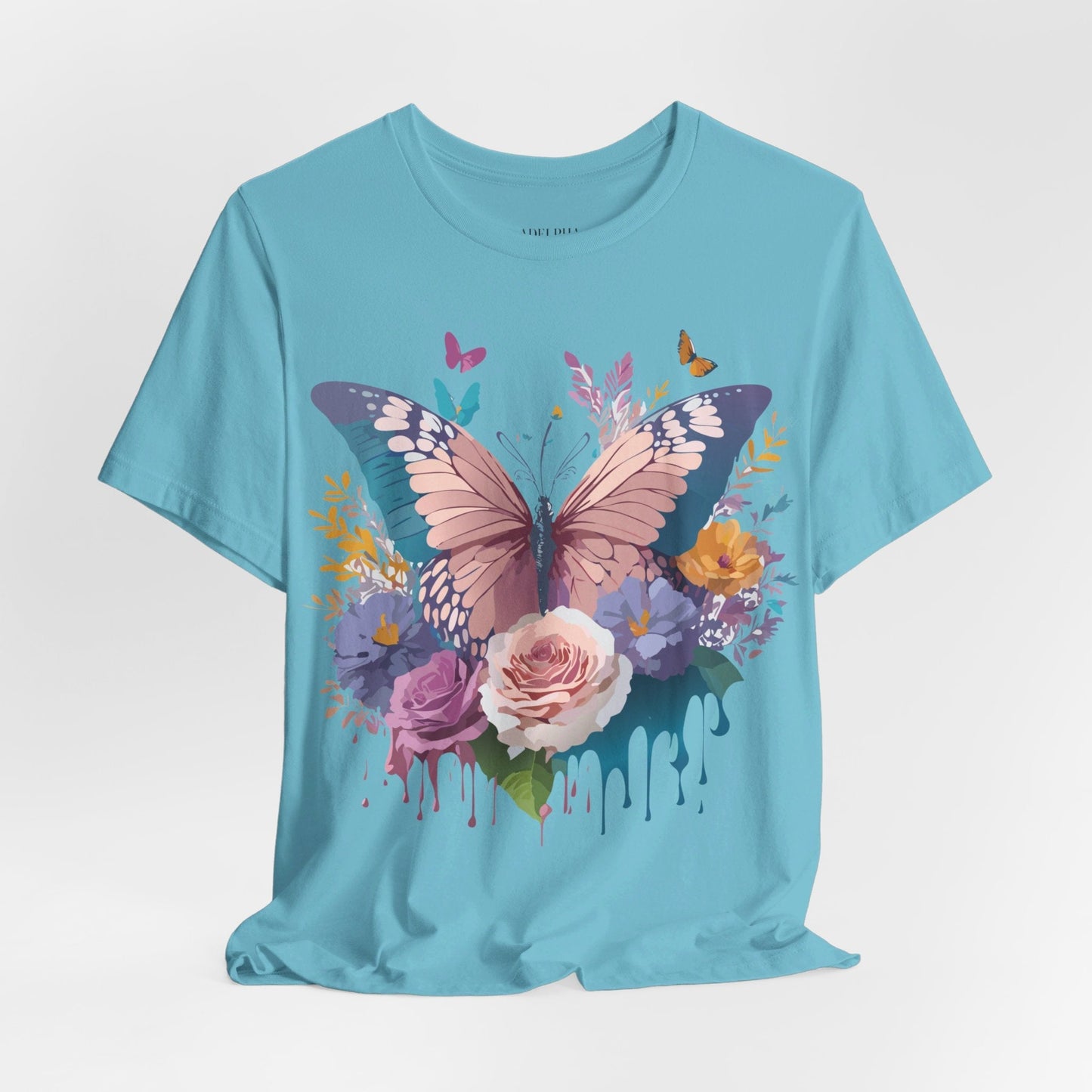 Butterfly Graphic Unisex 100 Cotton Lightweight Vintage Floral Design Jersey Tee 44