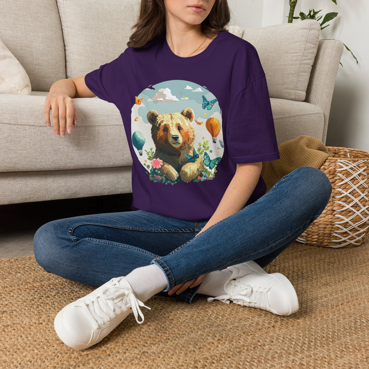Cute Teddy Bear Balloon Garden Graphic Tee Unisex 100 Cotton Gildan T-Shirt