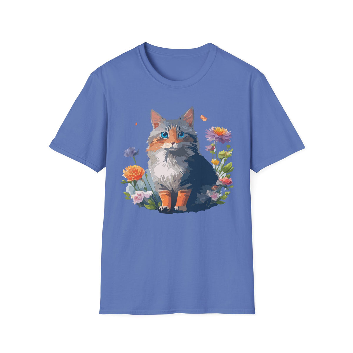 Calico Cat Portrait T-Shirt | Floral Kitten Illustration