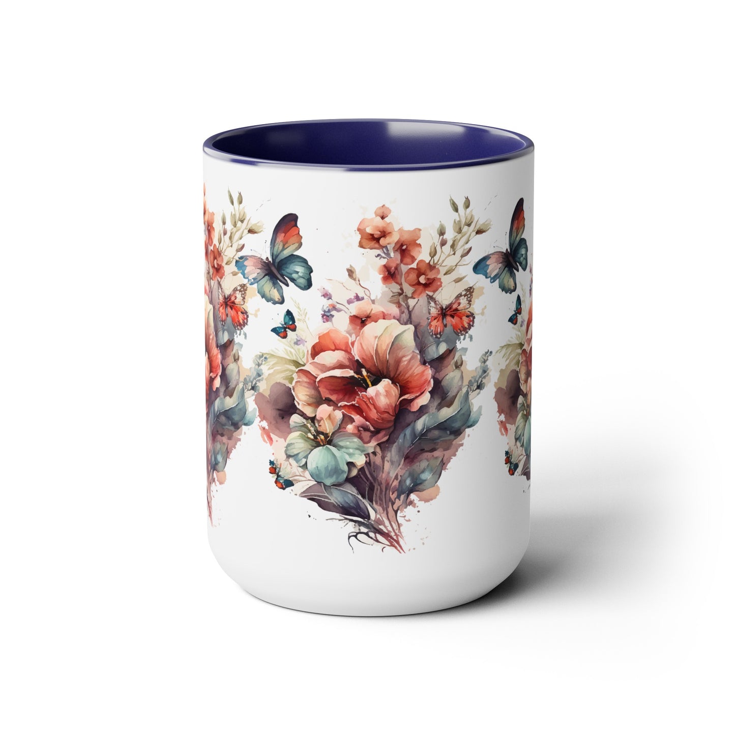 Two-Tone Coffee Mugs with butterfly