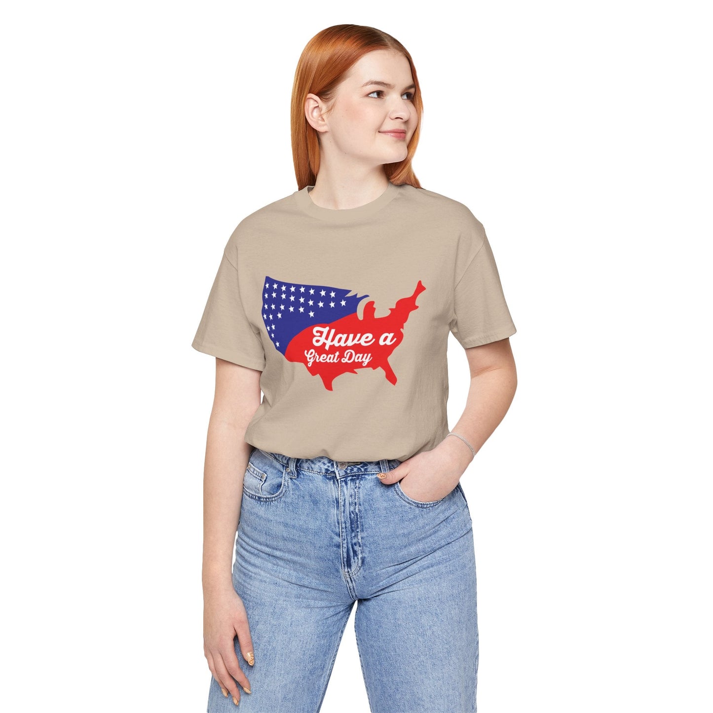 USA Map Patriotic Graphic Unisex Cotton T-Shirt 021