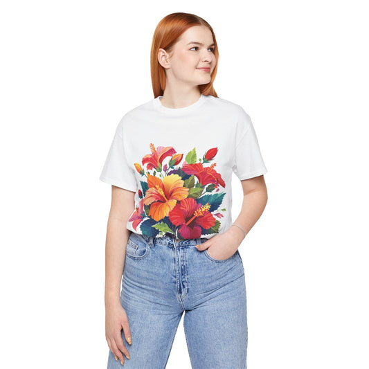 Retro2Nova Floral Shirt Unisex Jersey Short Sleeve Tee From Flowers Collection Bold Vibrant Design