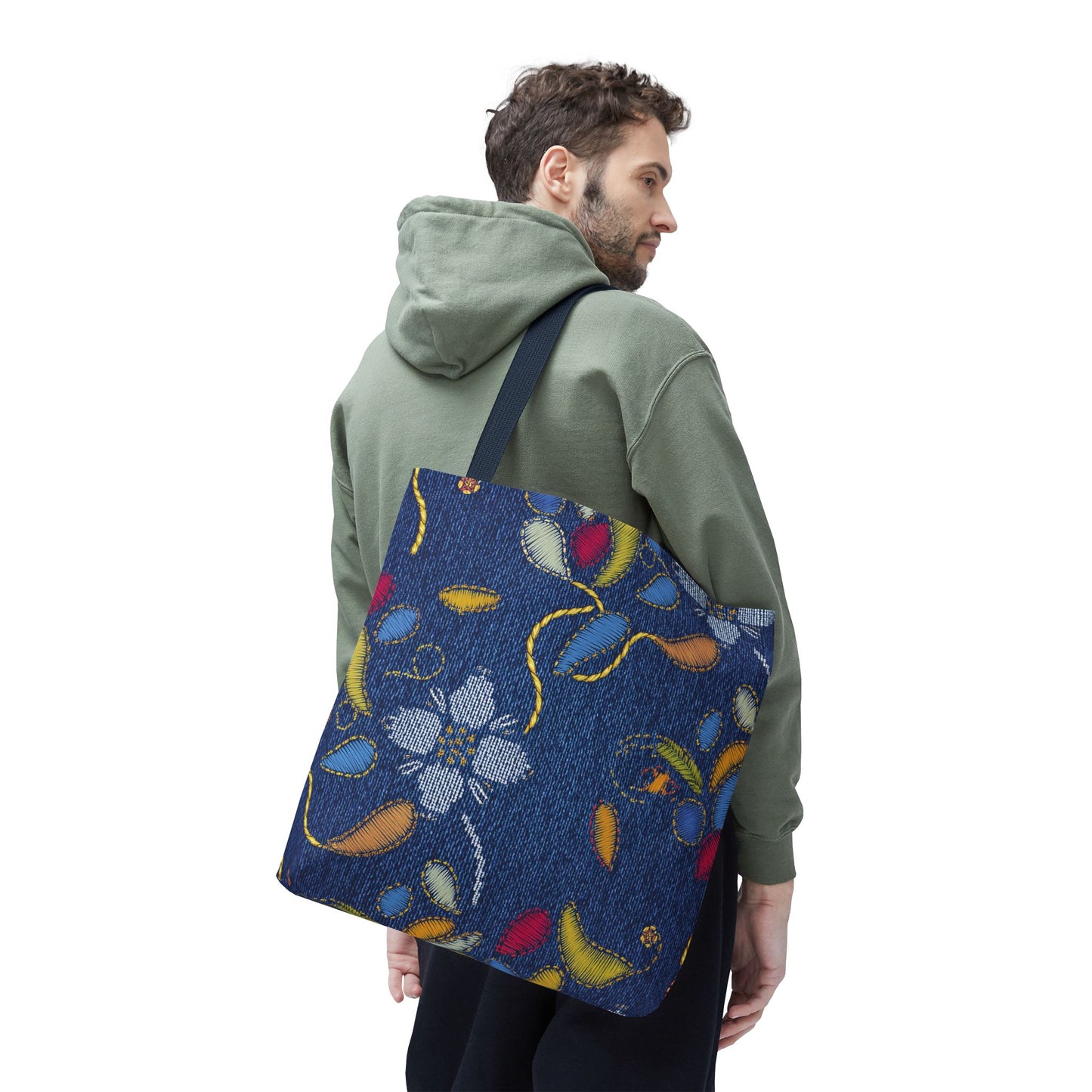 Denim Fabric Imitation Print Unisex Canvas Bag Poly Spun 3 Sizes Tote Bag 155