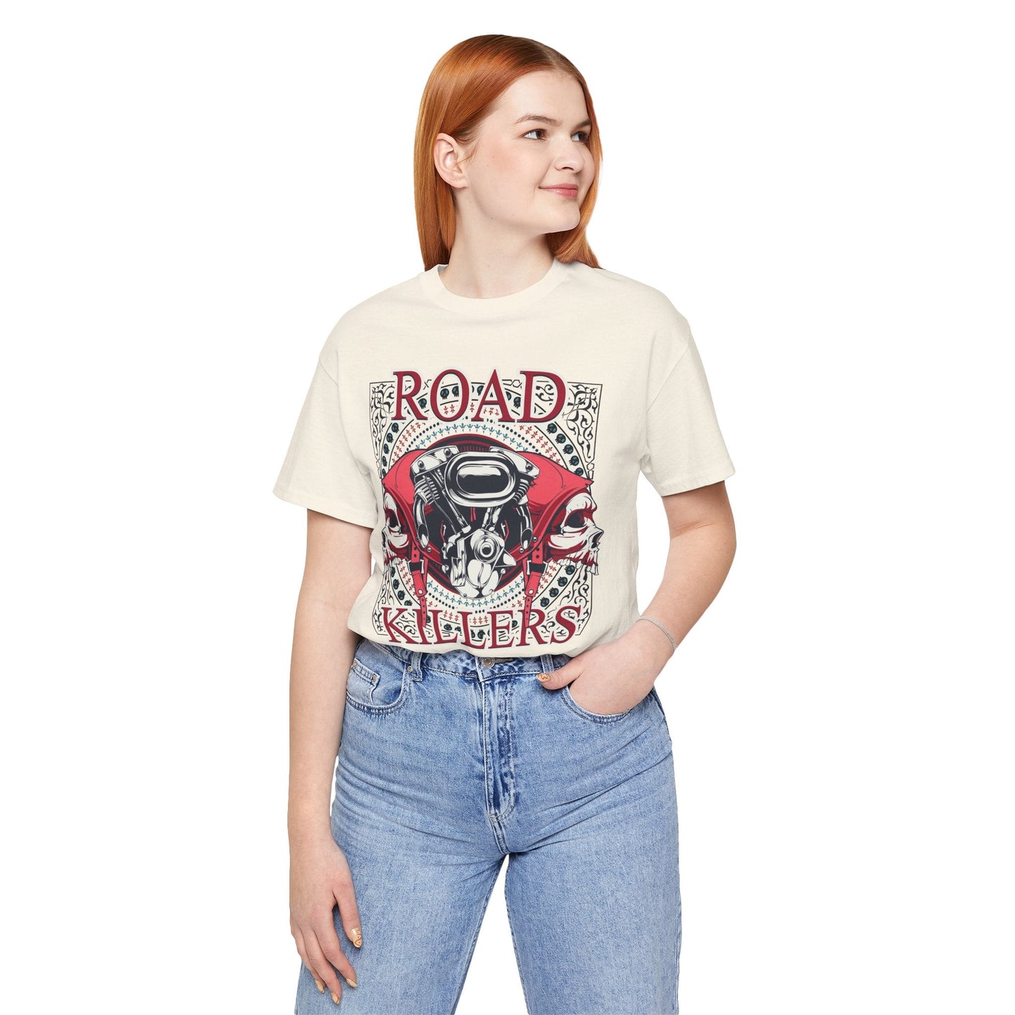 Dark Road Motorcycle Helmet Skull Tee Biker graphic t-shirt G-1