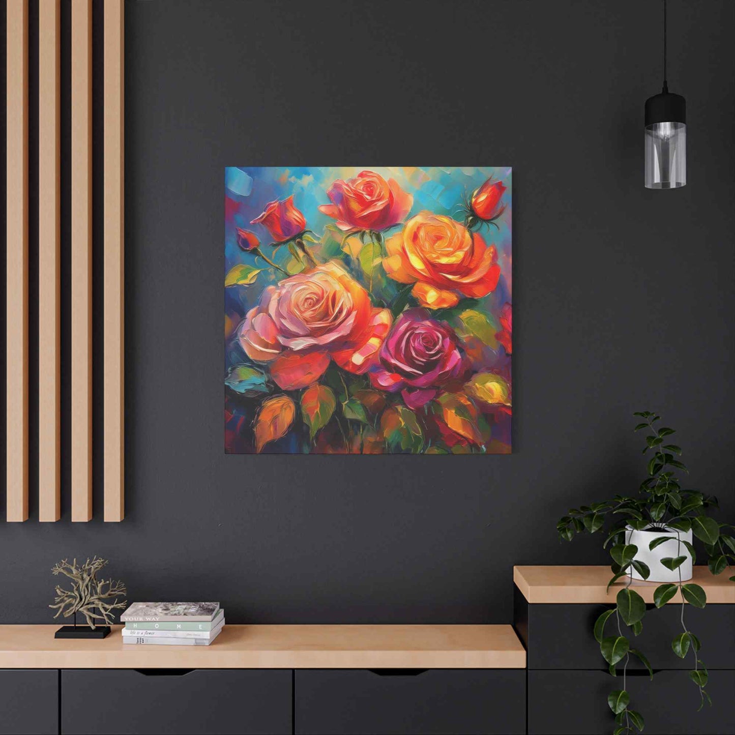 Orange Roses Print Canvas, Roses Oil Paint Print 20x20, 24x24, 30x30, 32x32, 36x36, Floral Art Design Print Non-Frame MC-17