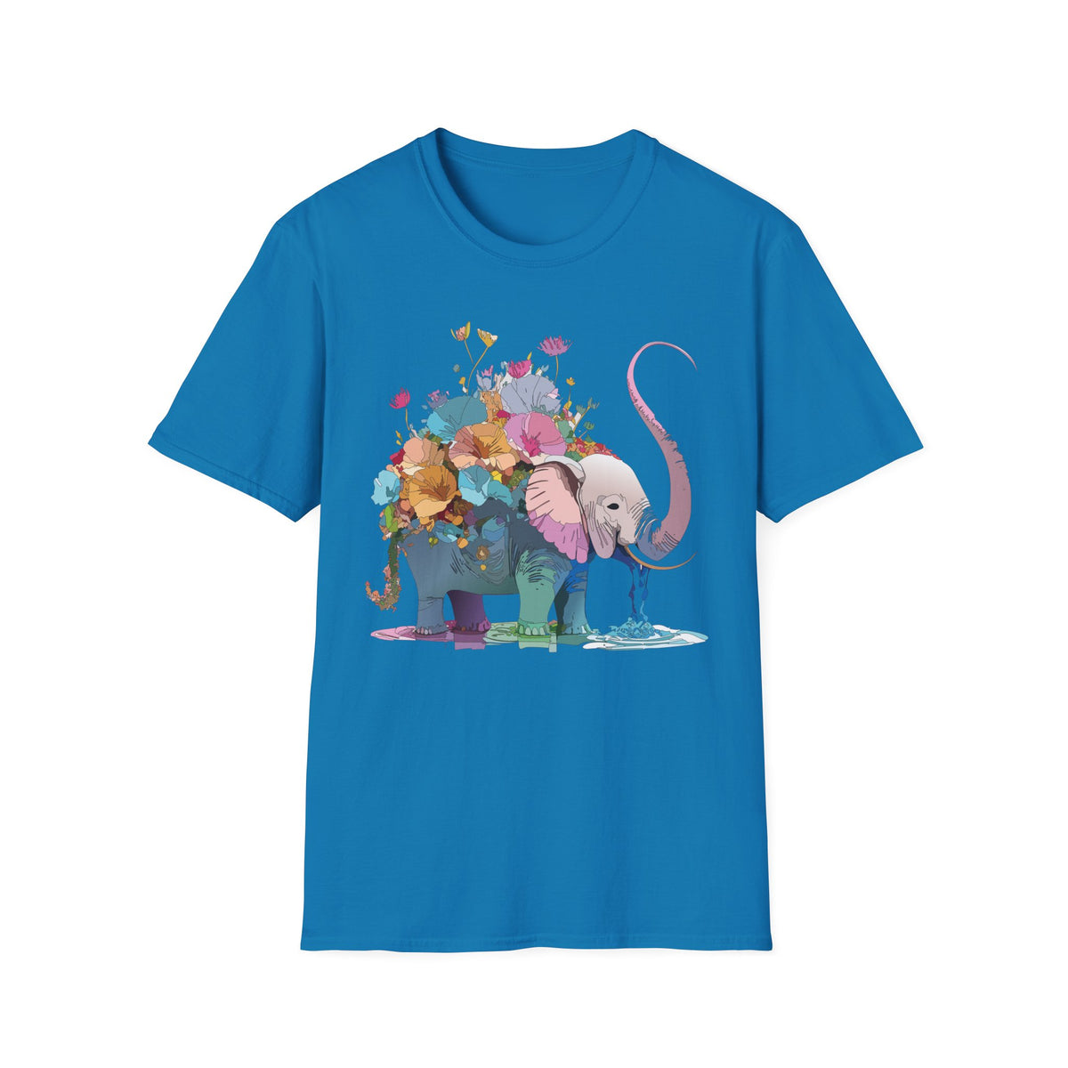 Floral Elephant T-Shirt | Watercolor Flowers, Pastel Safari Art