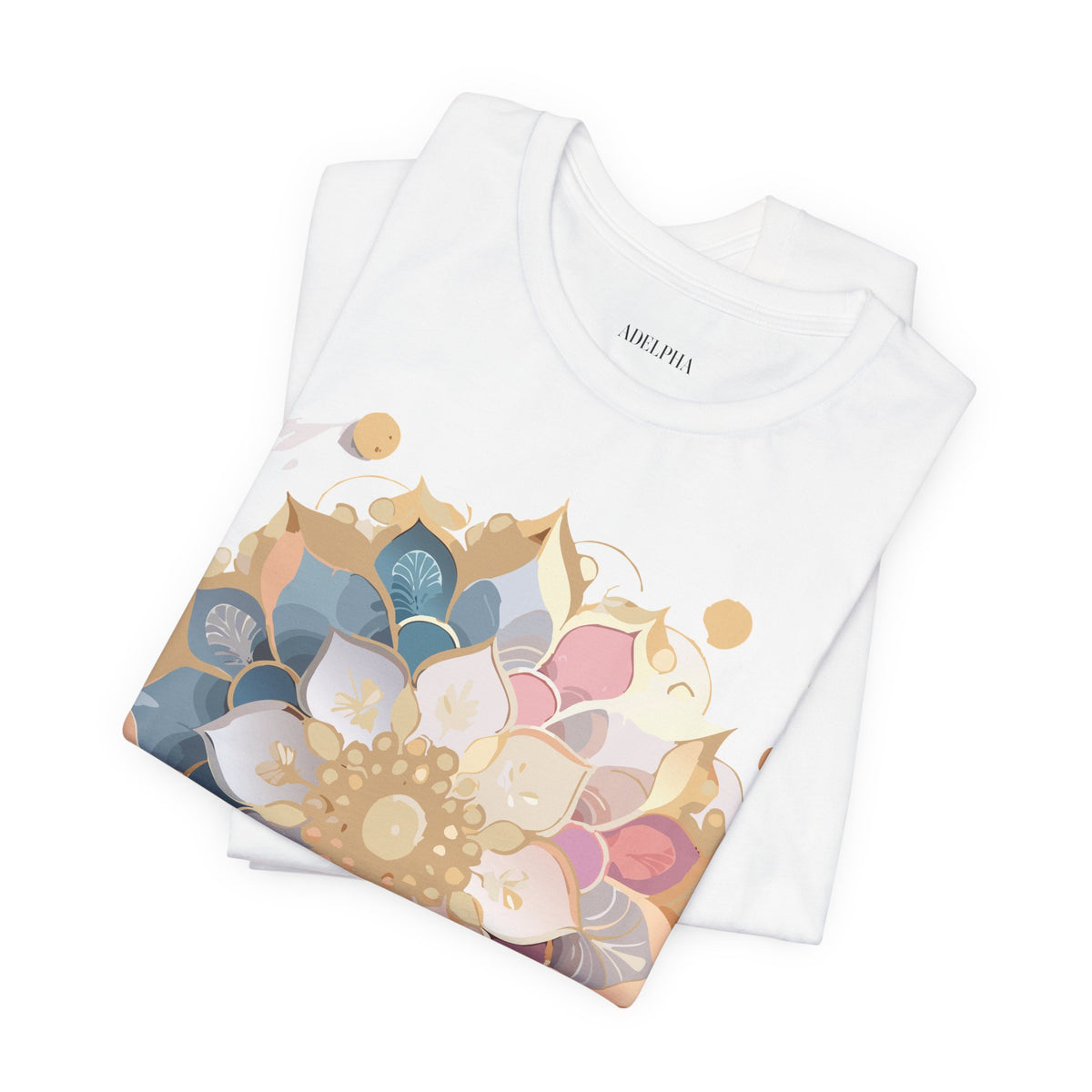 Mandala Graphic Unisex Cotton Bella+Canvas Tee with Floral Art Design n144