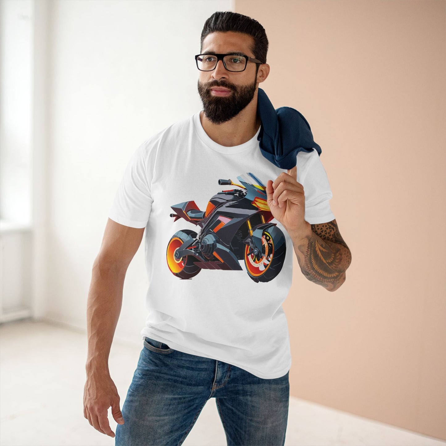 Moto Bike Graphic Unisex 100 Cotton Staple Tee 21