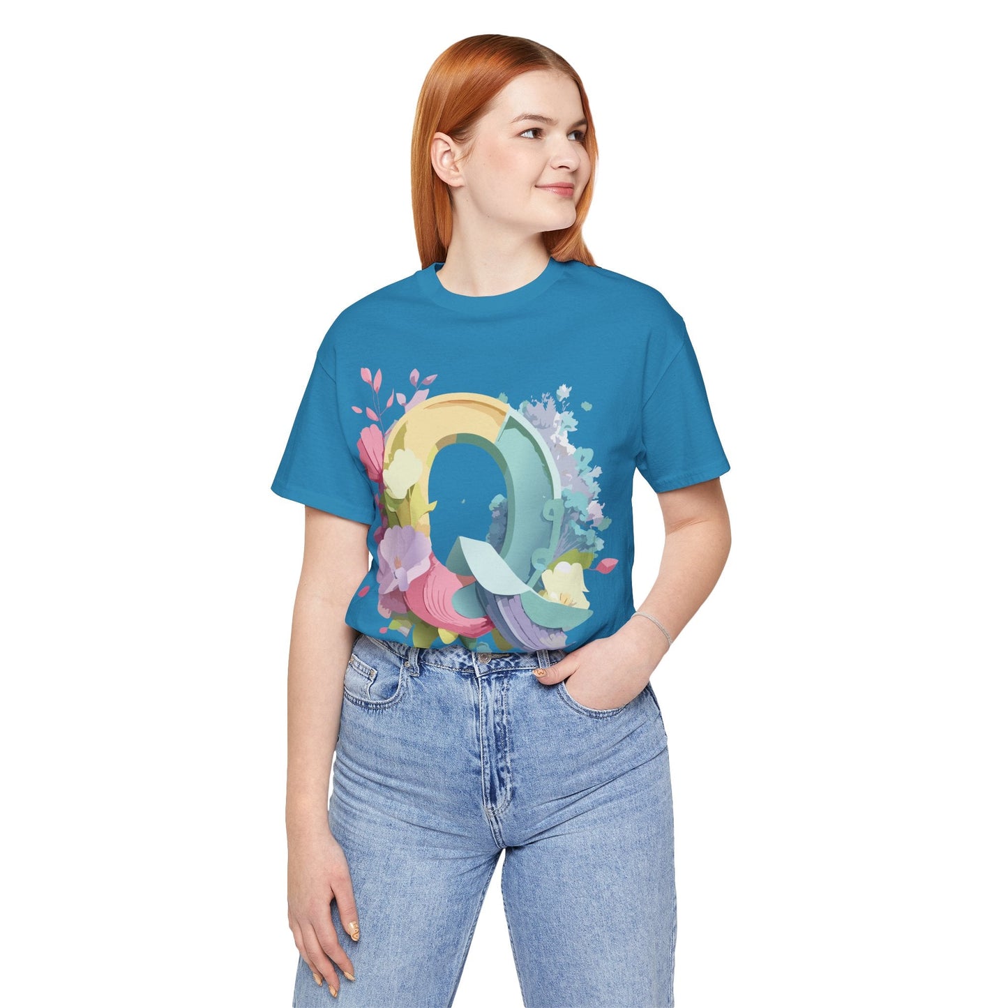 Letter Q Graphic Tee Unisex Short Sleeve Vintage Inspired Art Adelpha Tee Premium Cotton Comfort