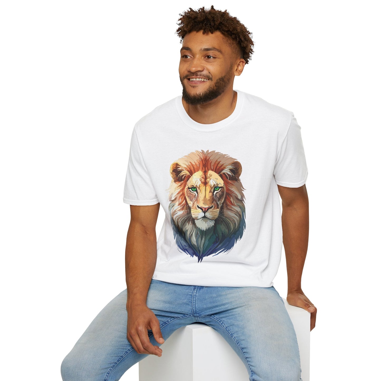 Gildan Softstyle Lion Shirt Unisex Floral Tee Animal Print Tee