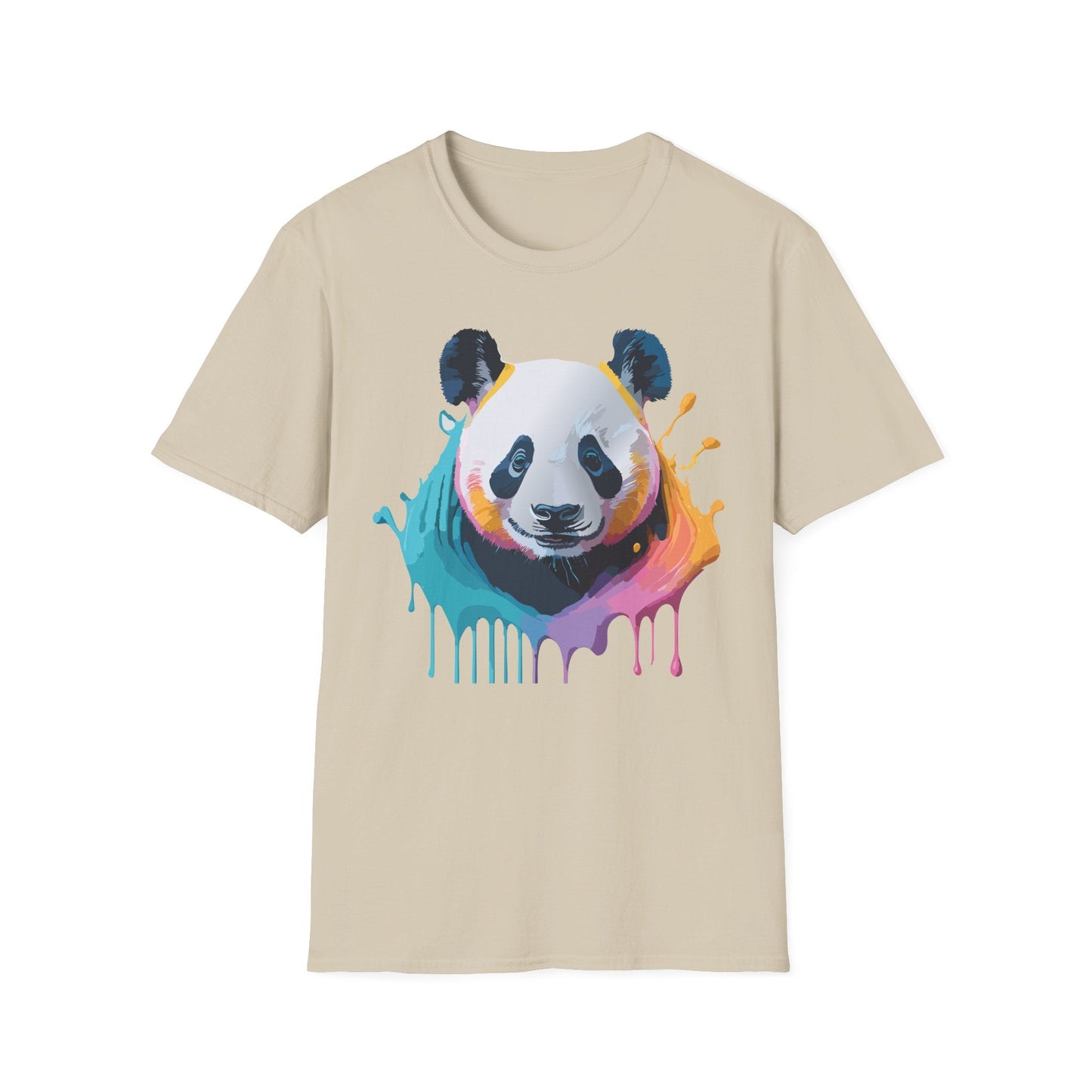 Unisex Panda Shirt T Shirt With Panda Animal Print Tee Softstyle Gildan 64000 100 Percent Ring Spun Cotton