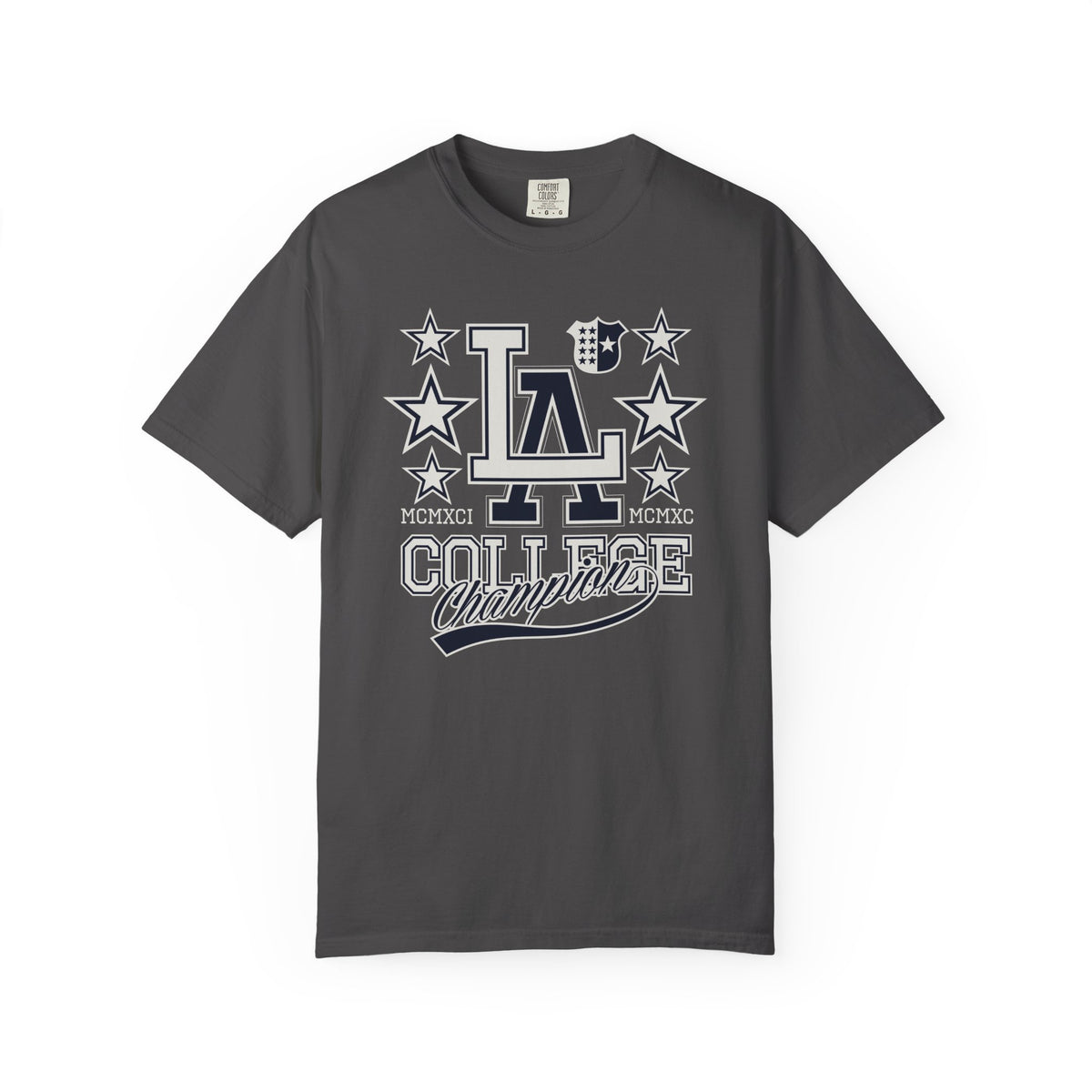 LA College Champions Logo Unisex Comfort Colors Garment-Dyed Heavyweight 100 Cotton Art Design T-Shirt w13