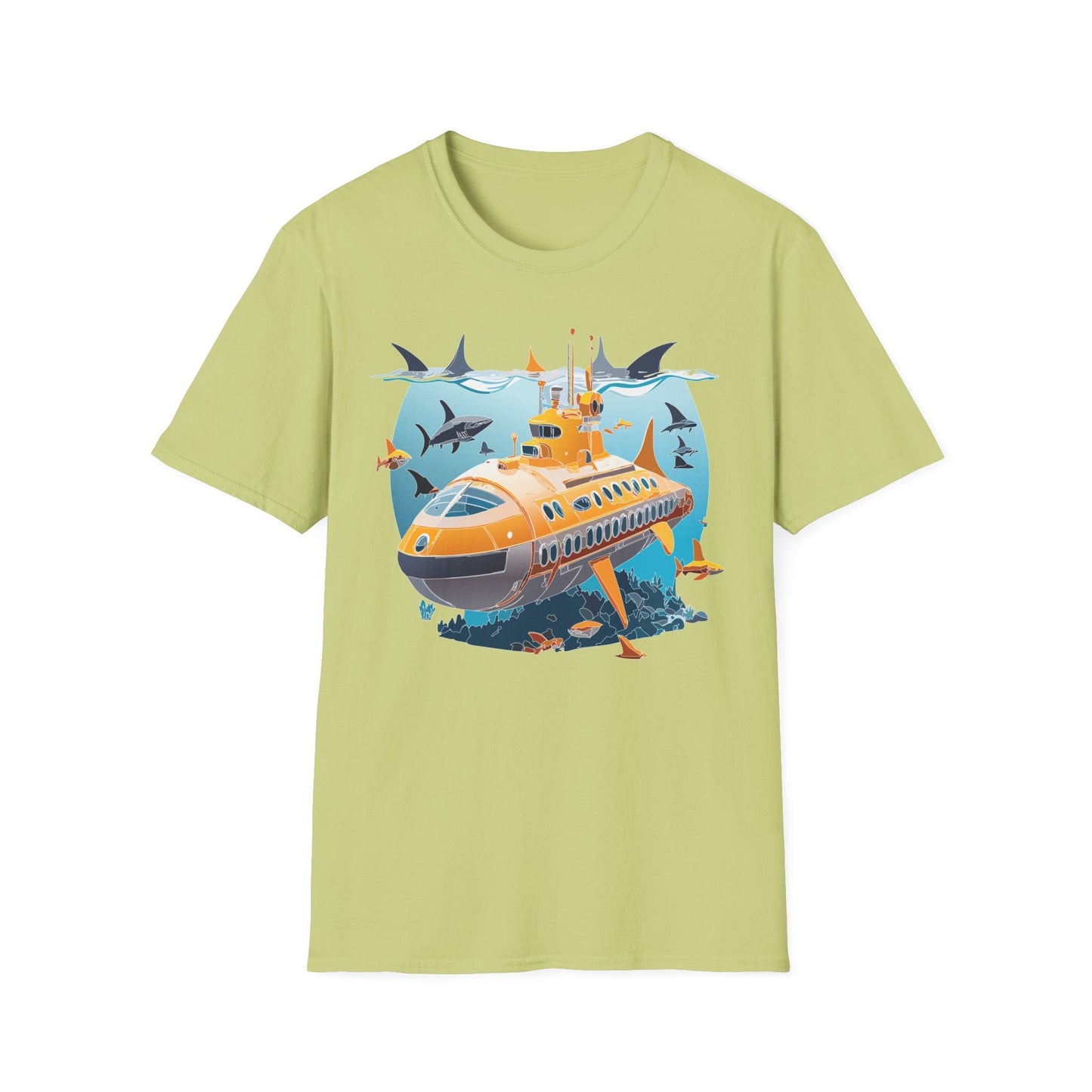 Ocean Themed Unisex Gildan Softstyle 64000 Short Sleeve T Shirt With Ocean Art Design