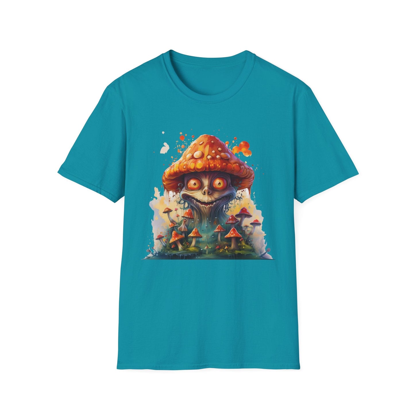 Funny Mashroom Tee Shirt Unisex Softstyle Cotton Art Design with Fungus Graphic Artwork Theme