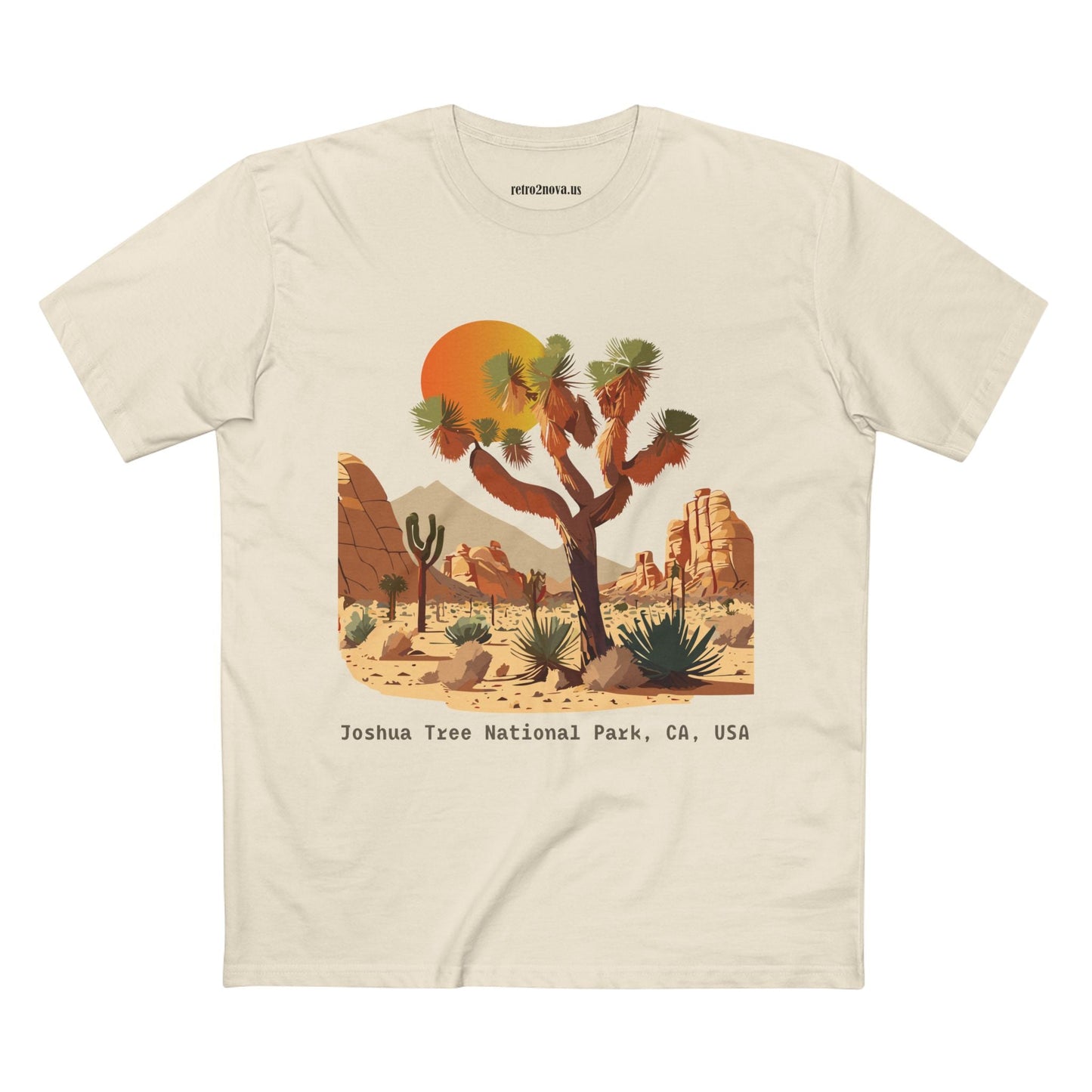 Retro2Nova Unisex Premium Cotton Staple Tee With Original Art Design Joshua Tree Travel Shirt