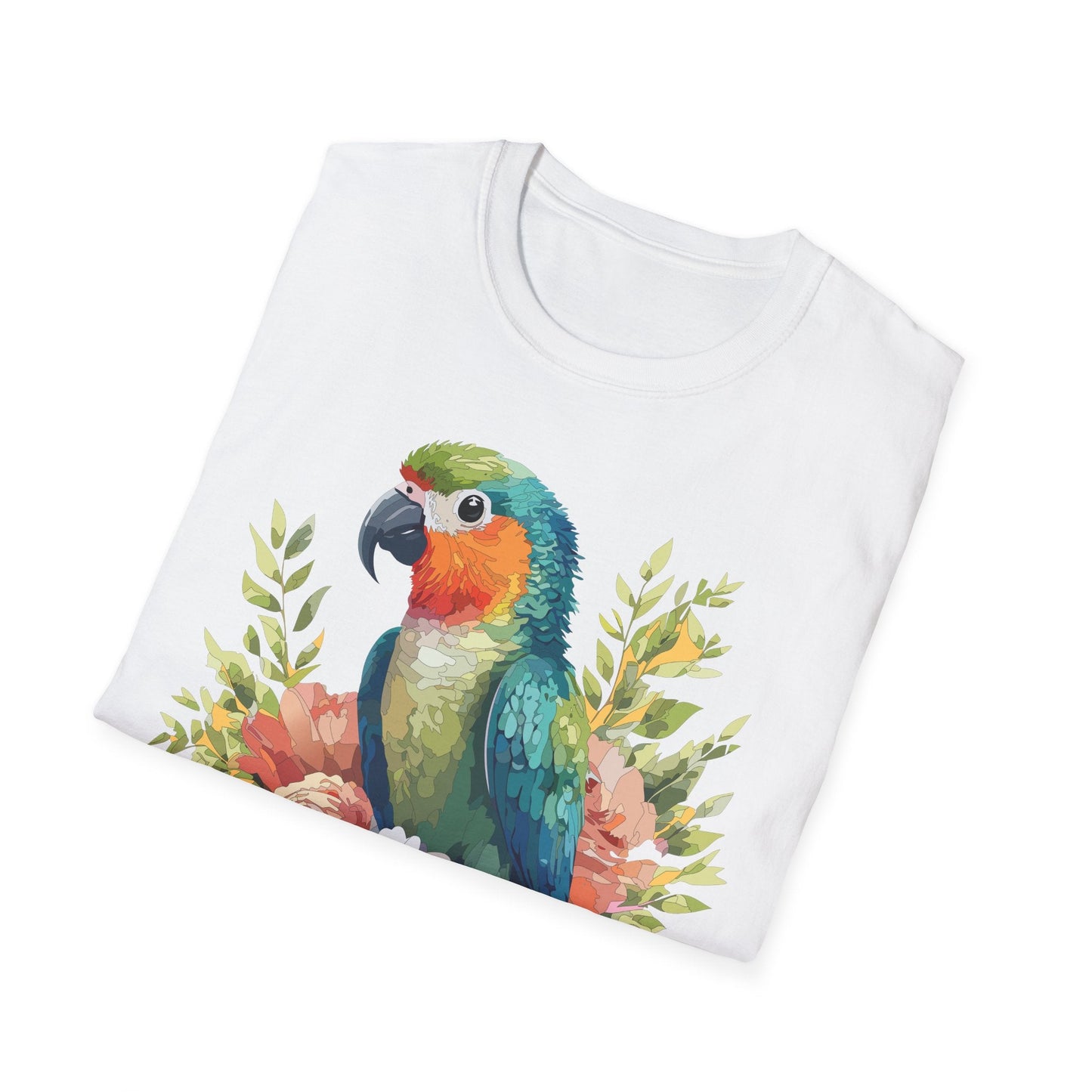 Floral Bird T Shirt Unisex Softstyle Gildan 64000 Cotton Tee for Everyday Comfort