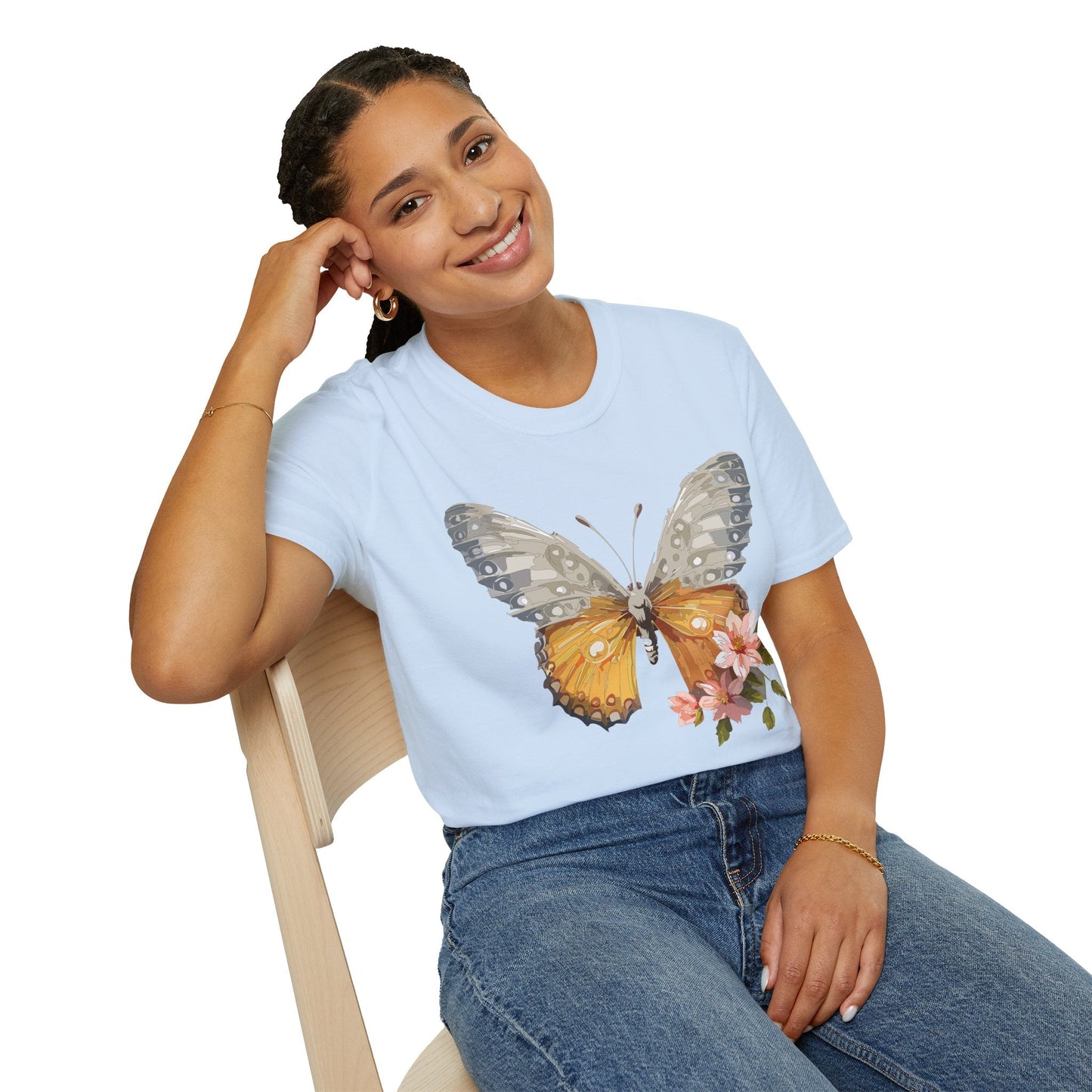 Unisex Butterfly T Shirt Monarch Print Softstyle Cotton Tee Gildan 64000 Lightweight Comfort