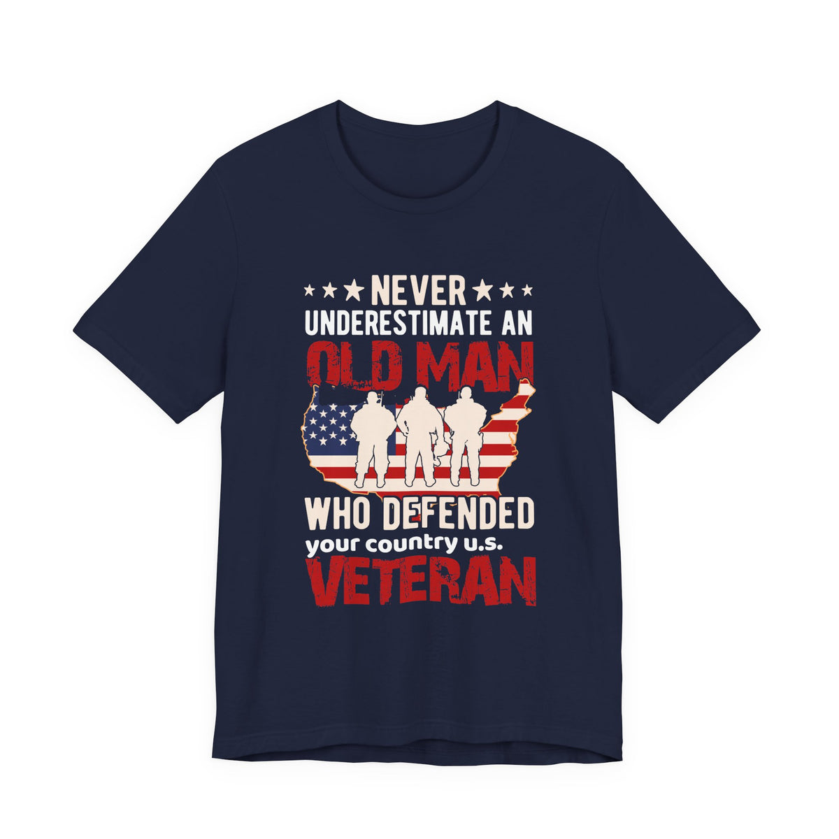 Old Man Who Defended Your Country U.S. Veteran T-Shirt American Flag Veteran Unisex Cotton Tee v7