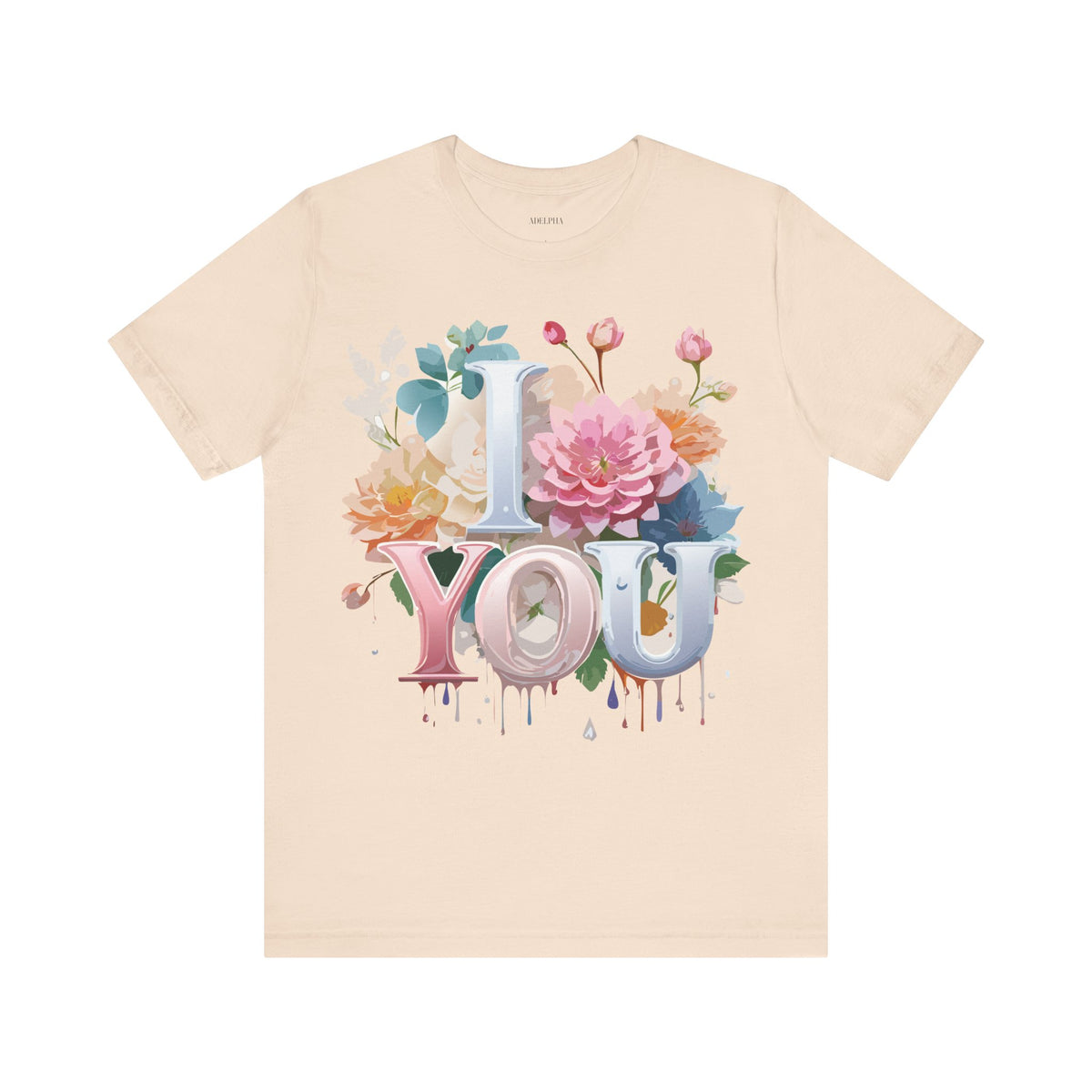 Valentine's Day Graphic Unisex Cotton Bella+Canvas Tee with Floral Art Design d101
