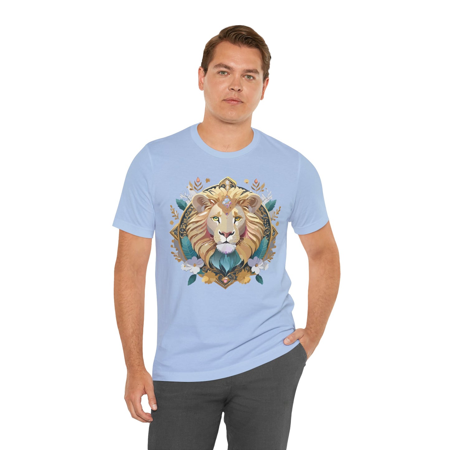 Unisex Lion Graphic Tee, Animal Shirt, Tee Shirt with Lion, Medallion T-Shirt, Animal Medallion Tees 2