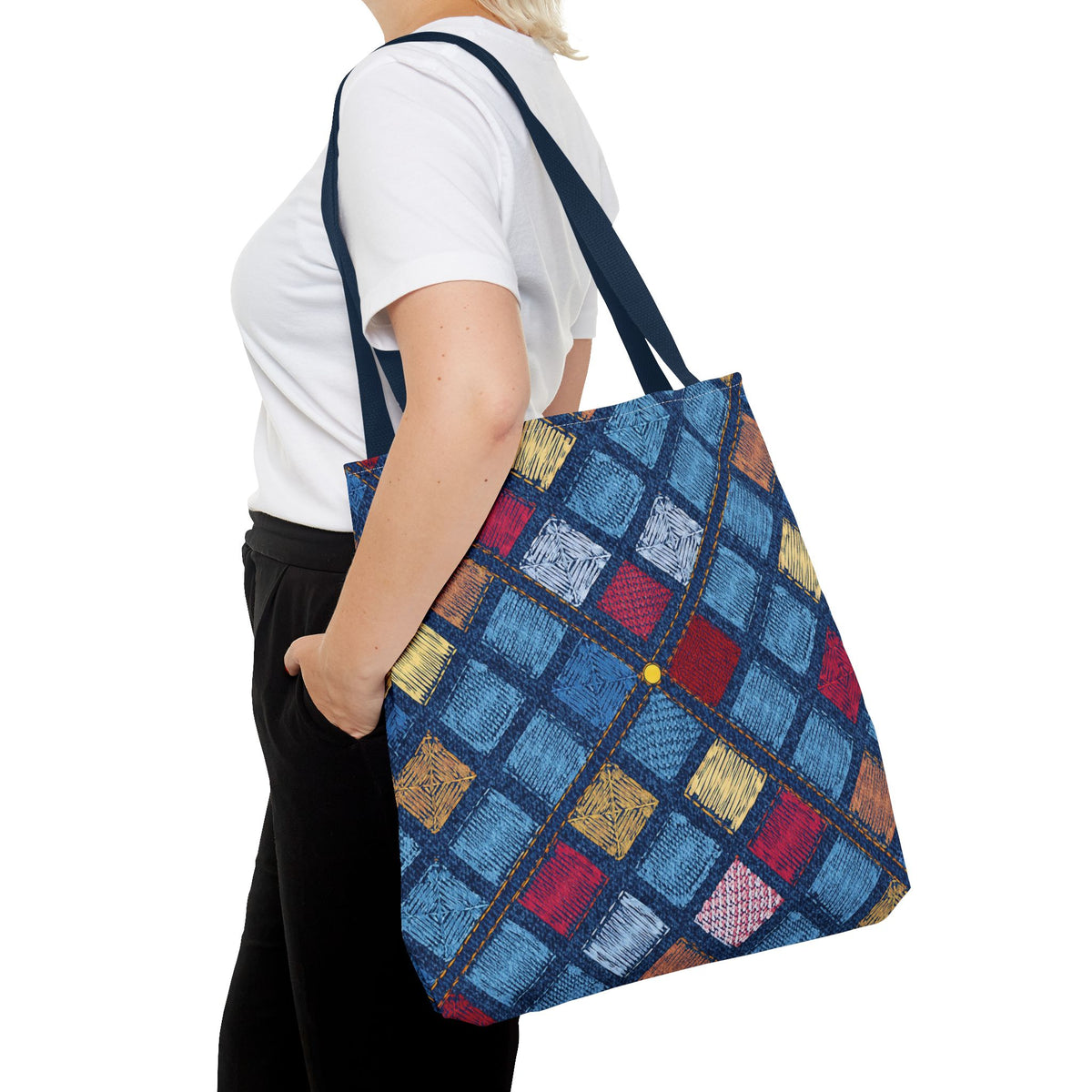 Denim Fabric Imitation Print Unisex Canvas Bag Poly Spun 3 Sizes Tote Bag 189-8
