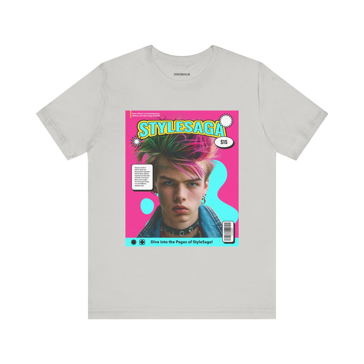 Magazine Cover Graphic Unisex Cotton Bella+Canvas Tee with Retro Poster ab29