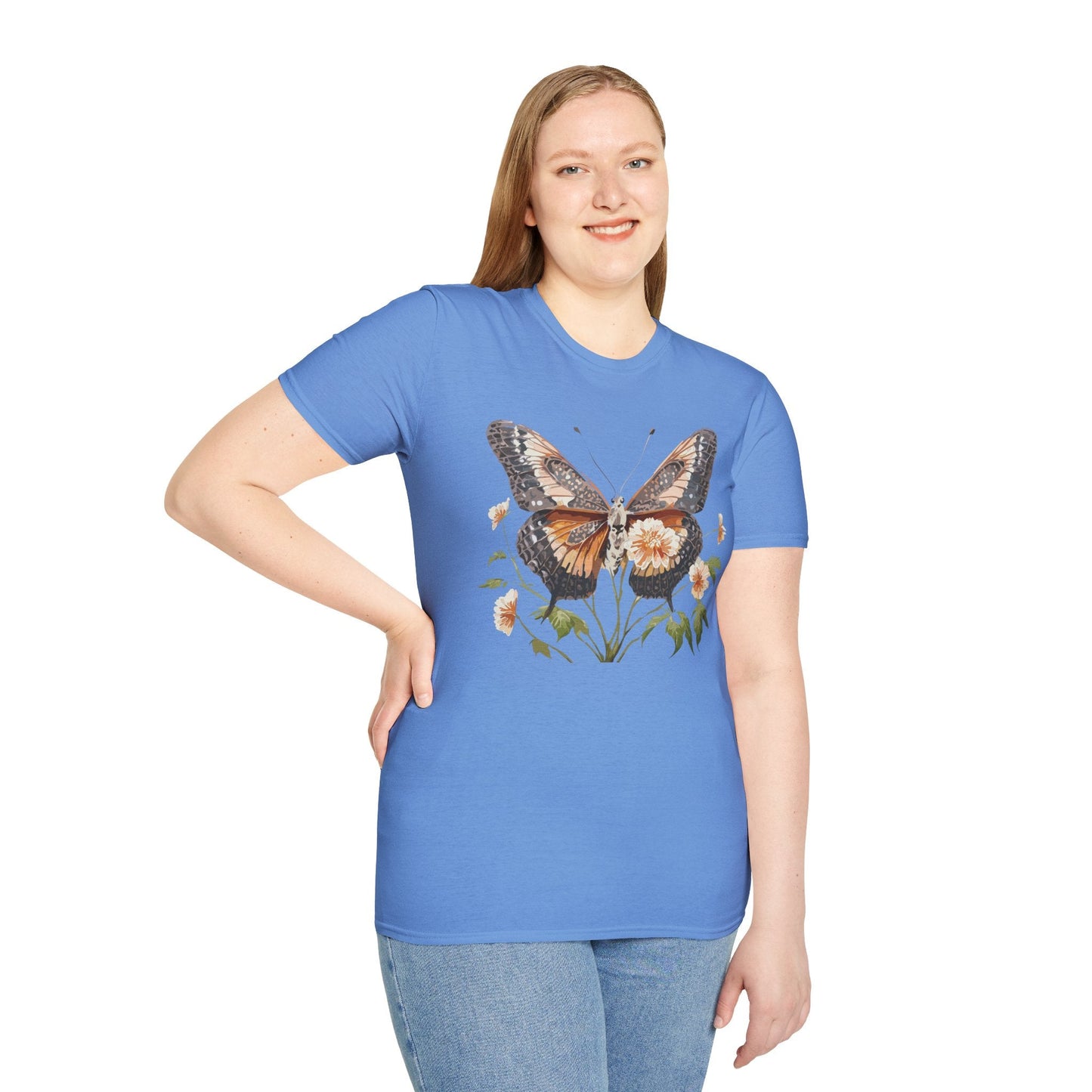 Butterfly T Shirt Unisex Softstyle Gildan 64000 Cotton Tee Monarch Print Comfort
